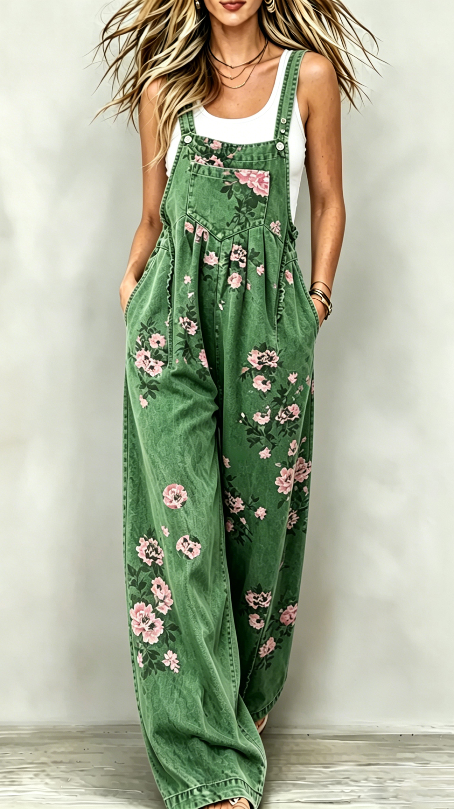 Printed Casual Jumpsuit — Sleeveless Overalls - Nordfashionstorm - Women's Clothing, Fashion for You - Nordfashionstorm.com