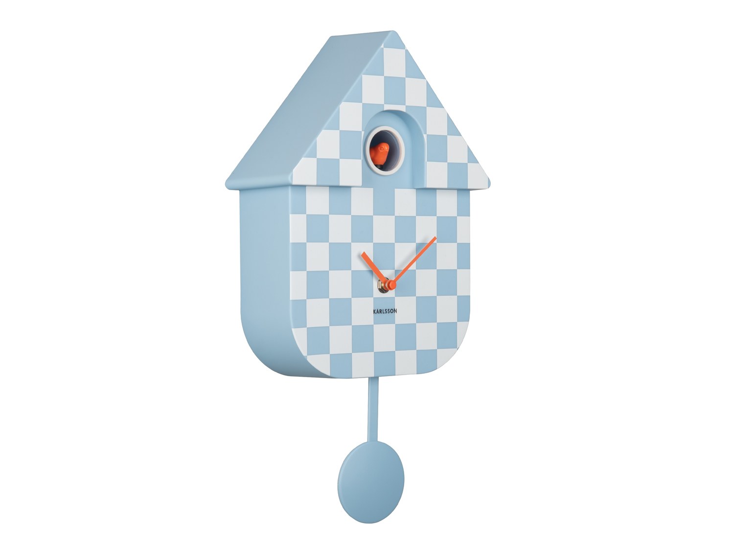 Wall clock Modern Cuckoo checker ABS soft blue