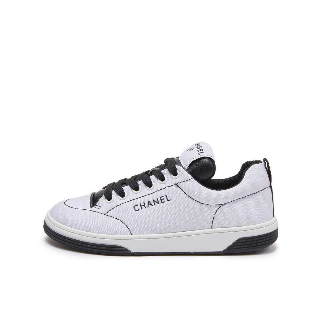 Chanel G46076 Women 24B Trainers Cotton  Black   White C91284 - Sneaker Replica Workshop