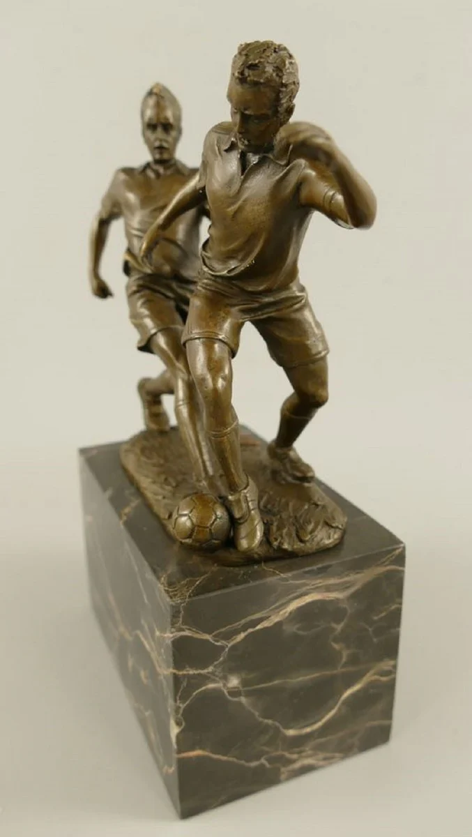 Bronze sculpture 2 football players bronze / gray H. 23 cm - desk decoration