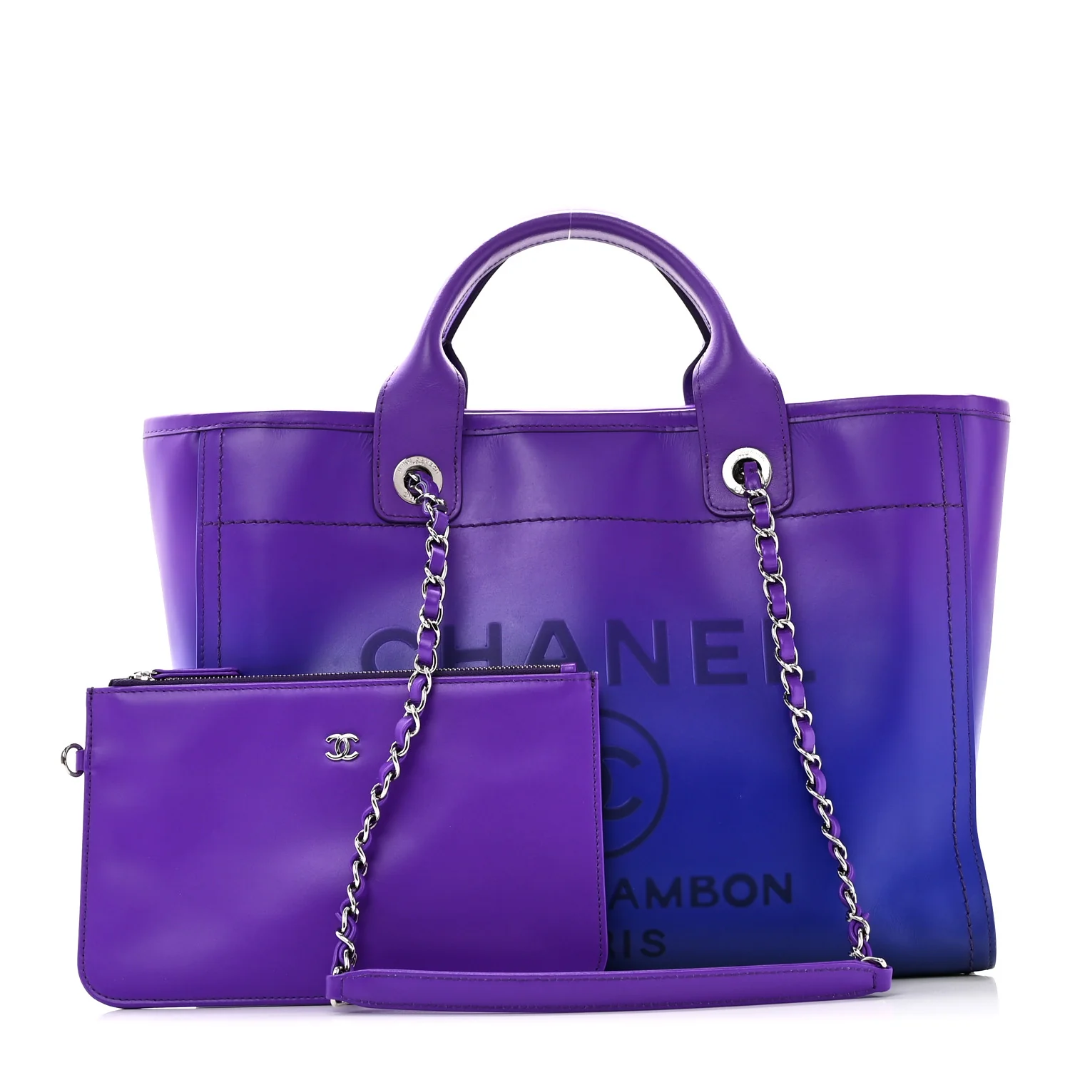 Shaded Calfskin Small Deauville Tote Purple Blue - Top Club