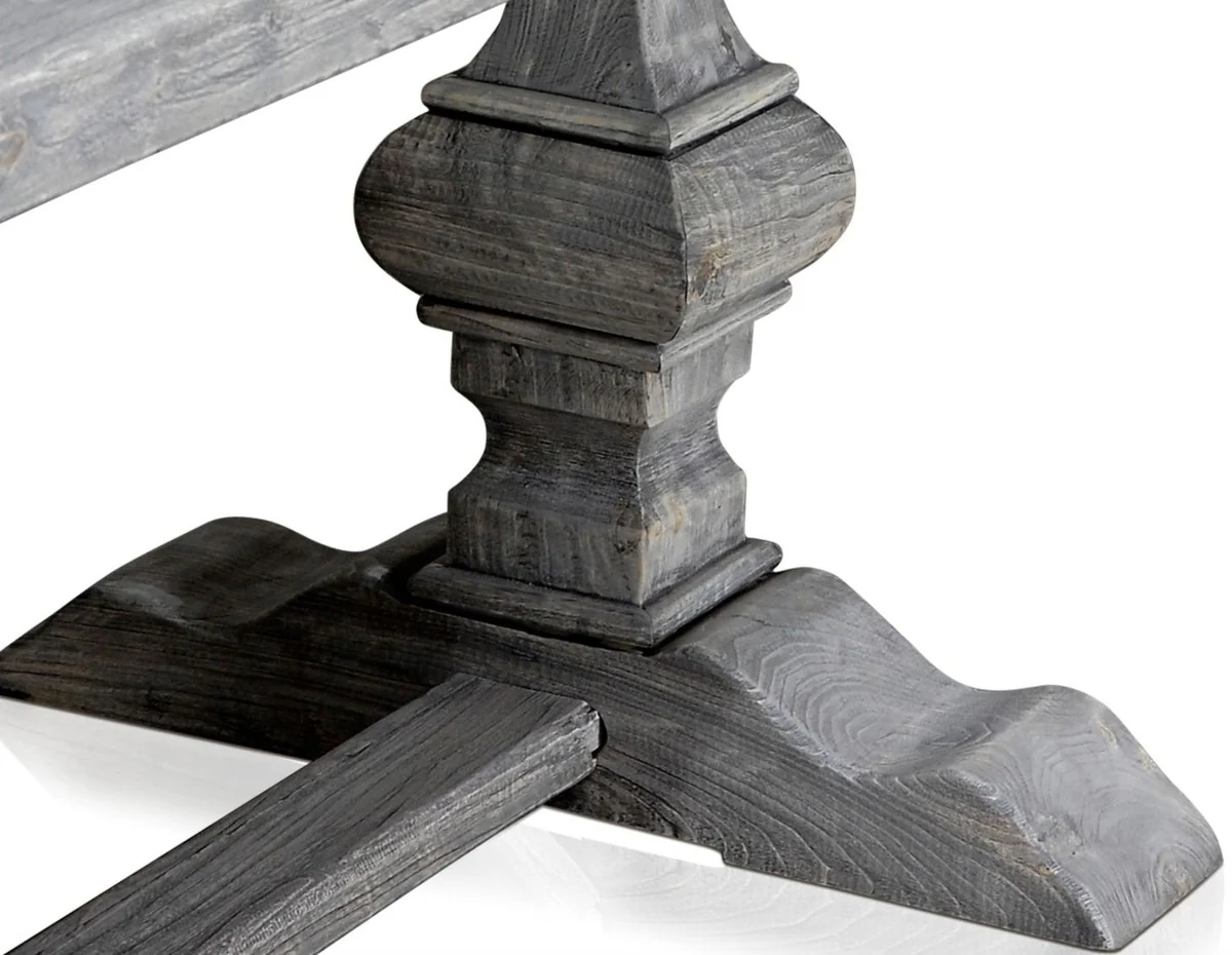 Country house style dining table gray 180 x 90 x H. 76 cm - Rectangular solid wood kitchen table made of high-quality untreated reclaimed wood - Dining room furniture - Country house style furniture