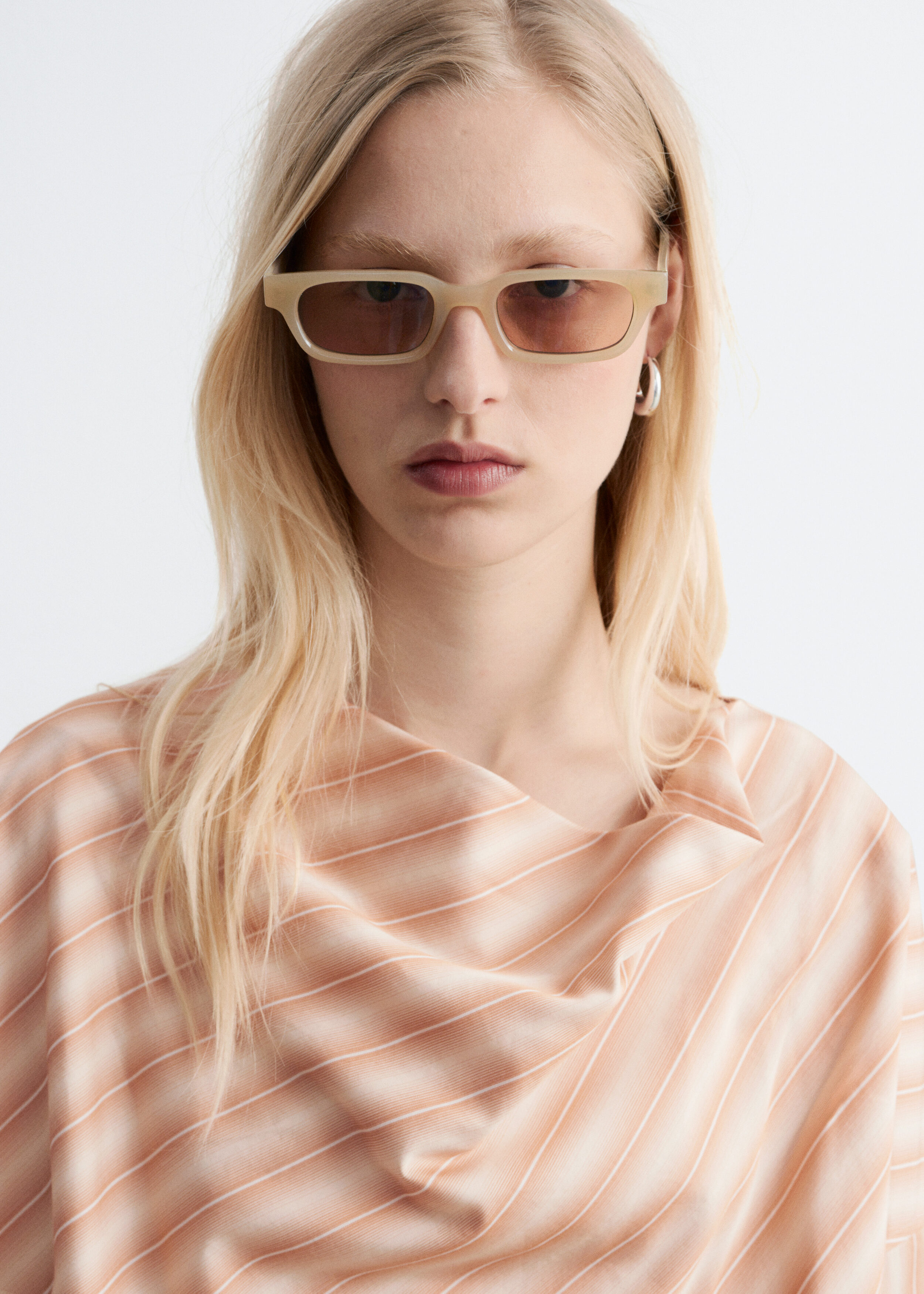 & Other Stories STRIPED COWL-NECK BLOUSE