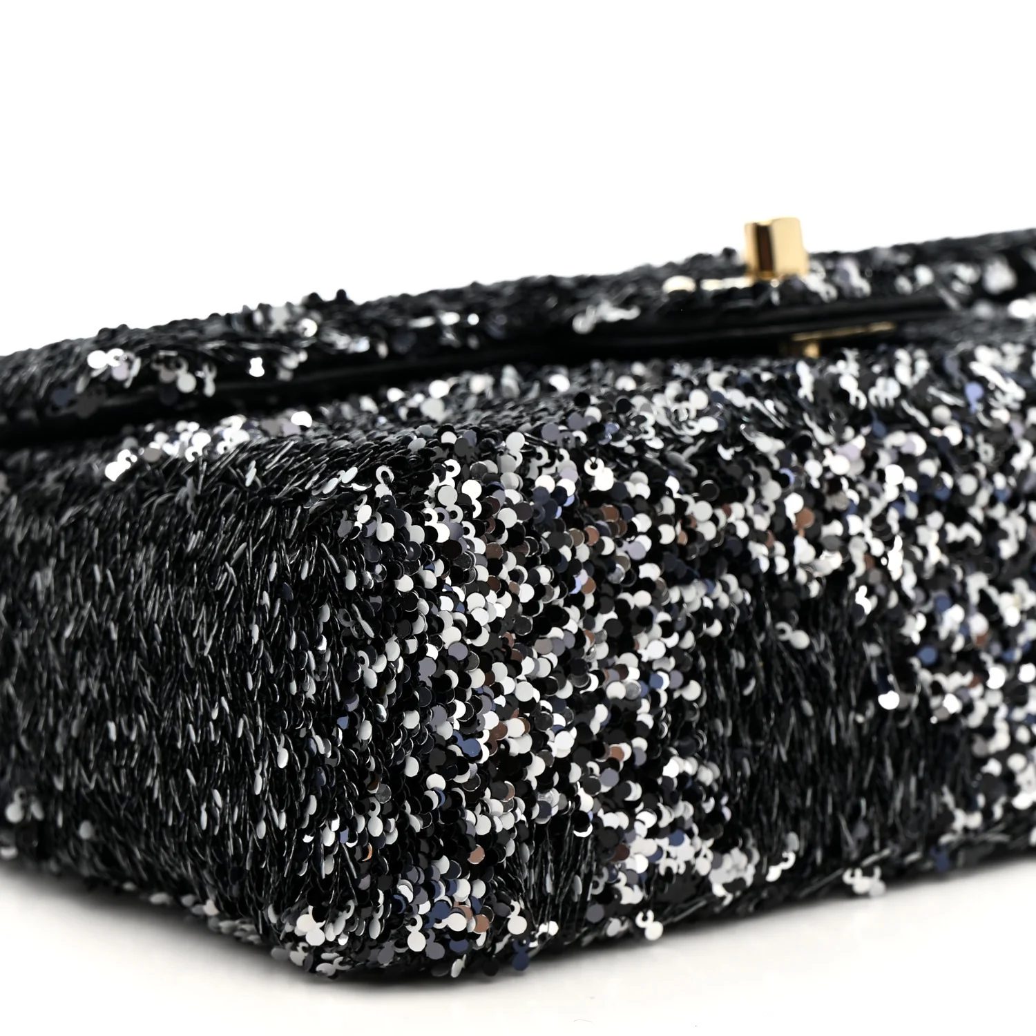 Sequin Quilted Small Single Flap Black White Grey - Top Club