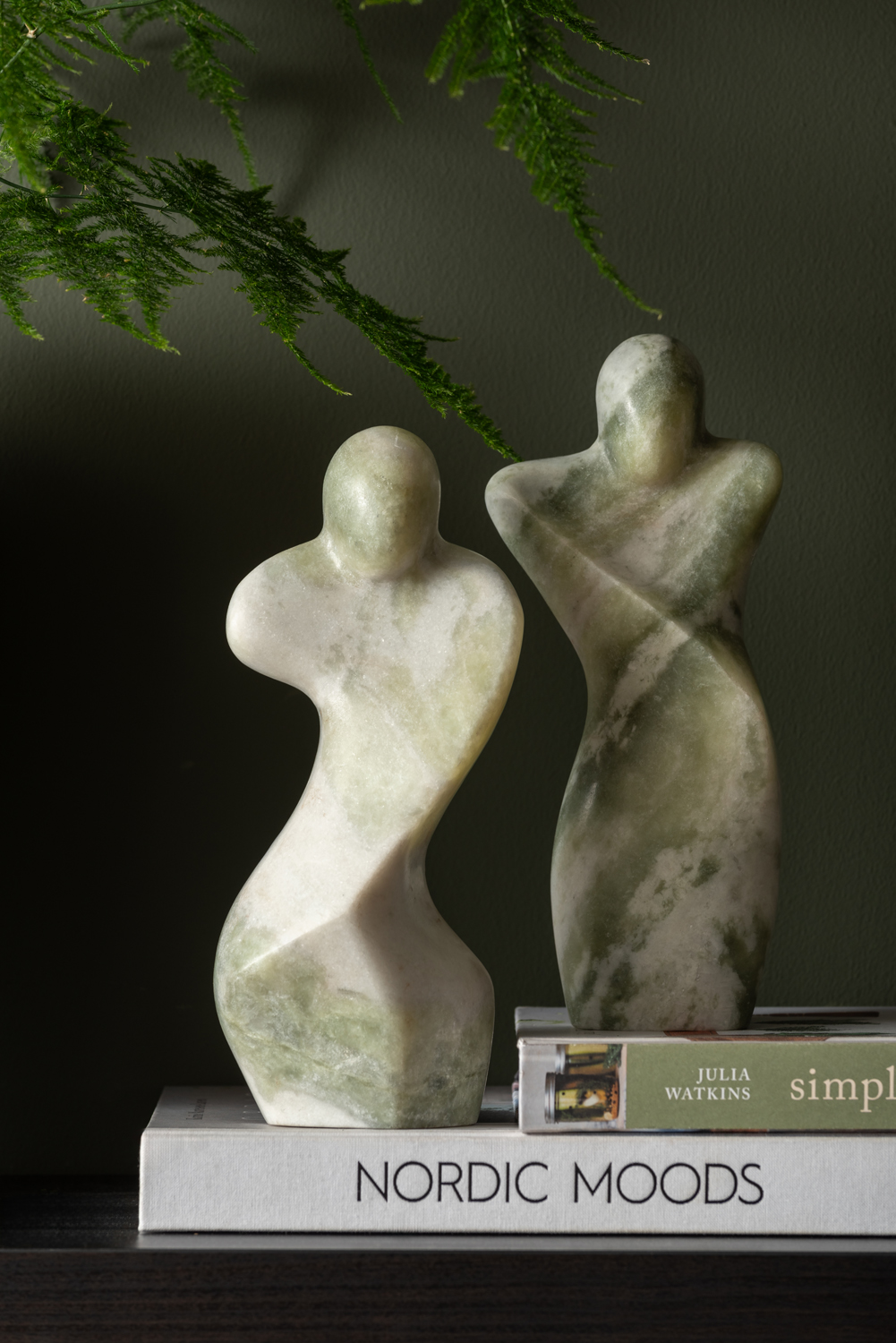 Statue Female abstract marble himalayan green