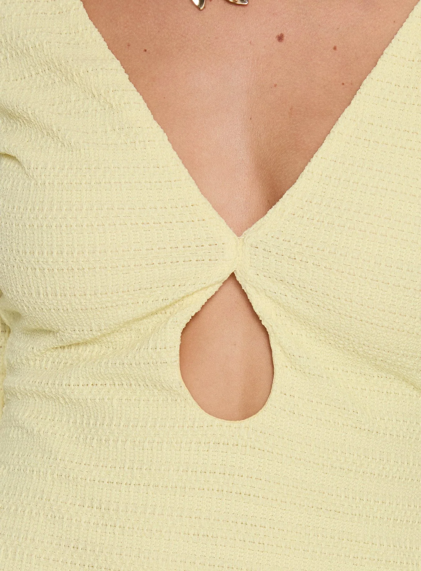 Milley Long Sleeve Textured Mini Dress Lemon