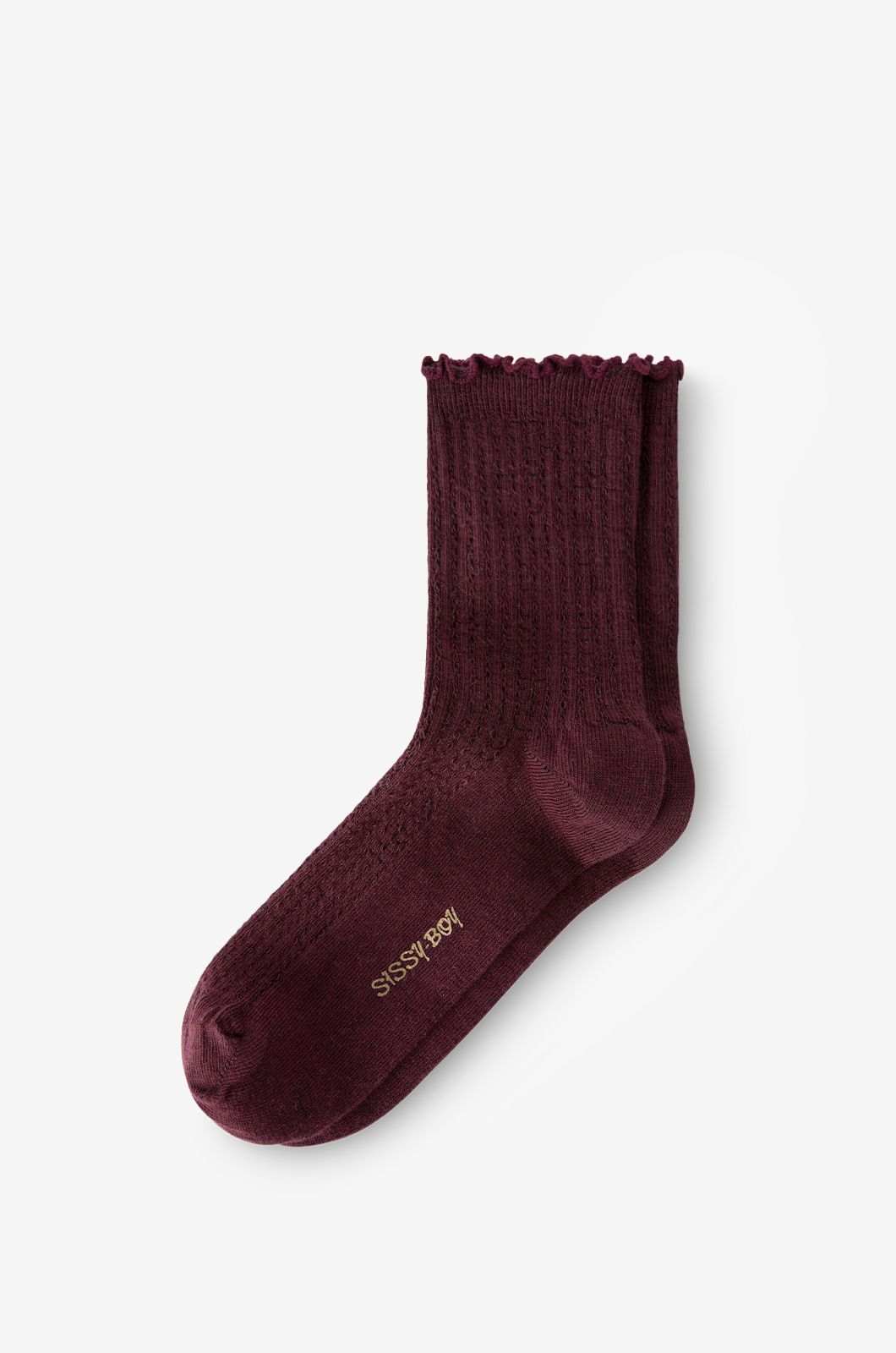 Donkerrode sokken met ajour