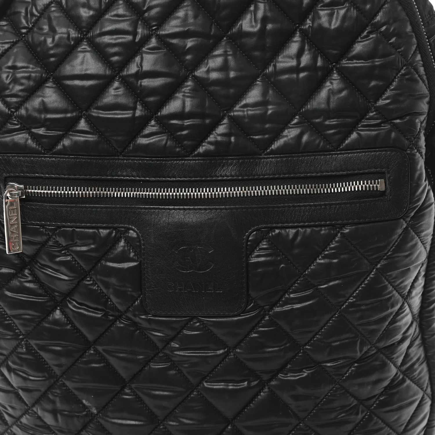 Nylon Quilted Coco Cocoon Backpack Black - Top Club