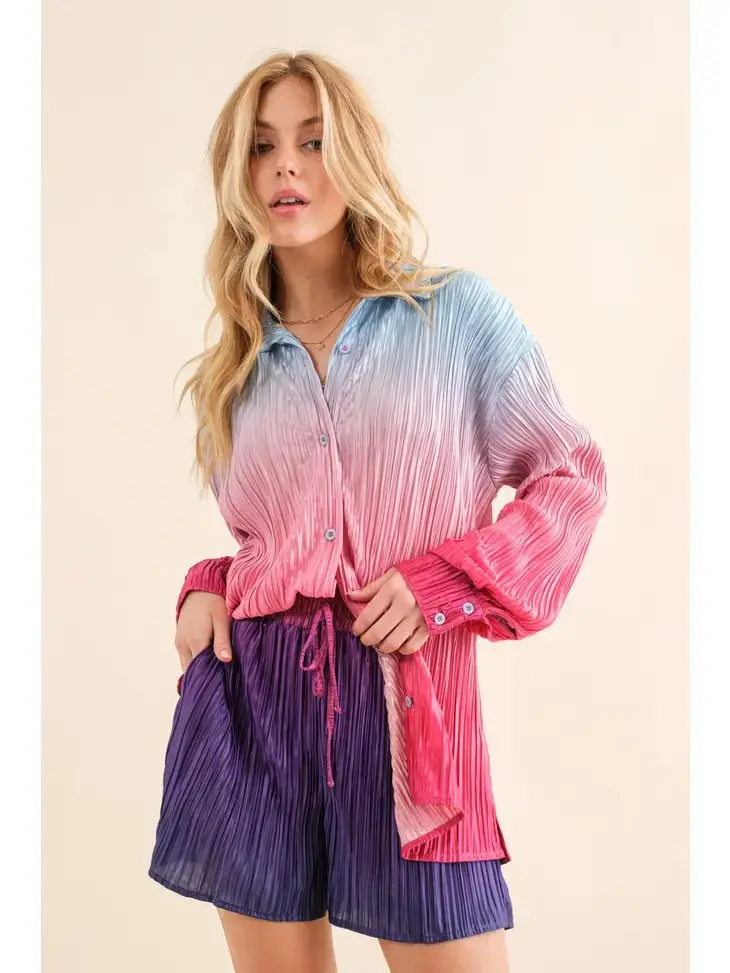 Now's The Time Ombre Shirt With Matching Shorts - ALJEGJ