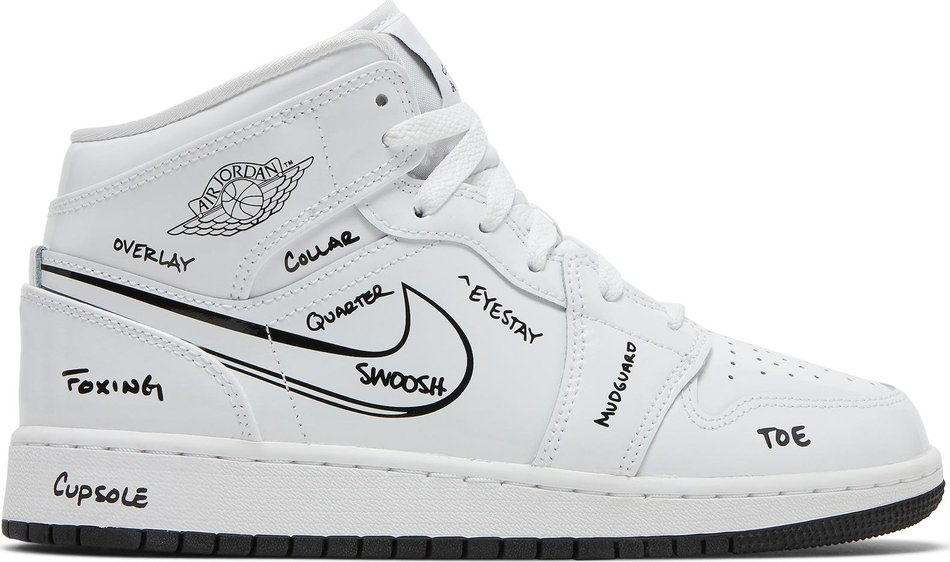 Air Jordan 1 Mid GS  Schematic  DQ1864-100 - Sneaker Replica Workshop
