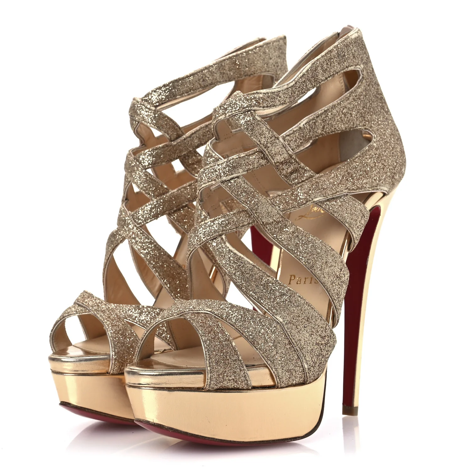Glitter Mini Specchio Balota Platform Sandals 37.5 Gold - Top Club
