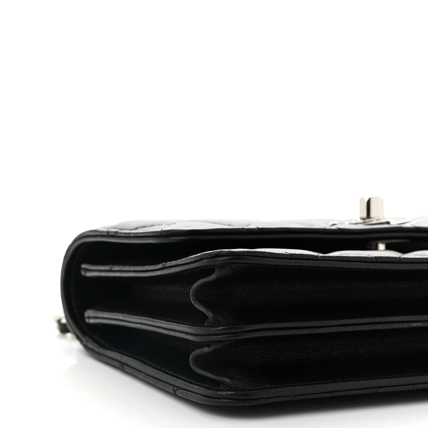 Lambskin Quilted Metal Top Handle Crossbody Flap Black - Top Club