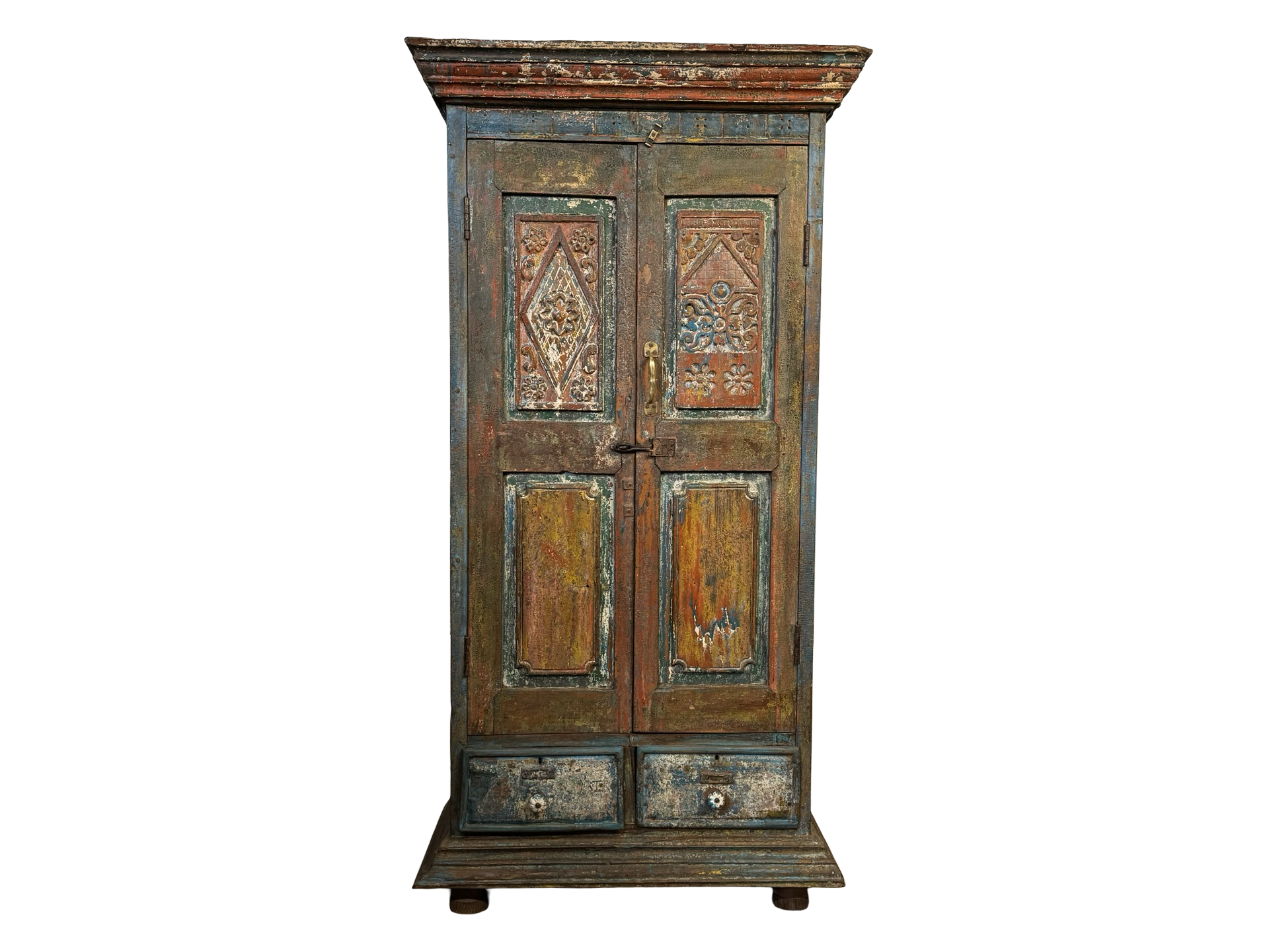 Kast 2 deurs 2 lades uniek multi color