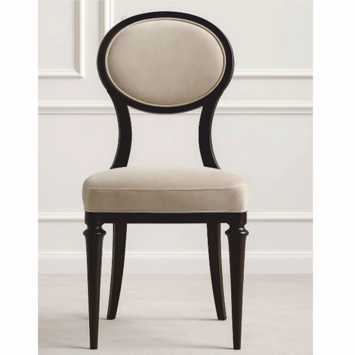 Luxury Art Deco Dining Room Chair Beige / Black H. 97 cm - Made in Italy