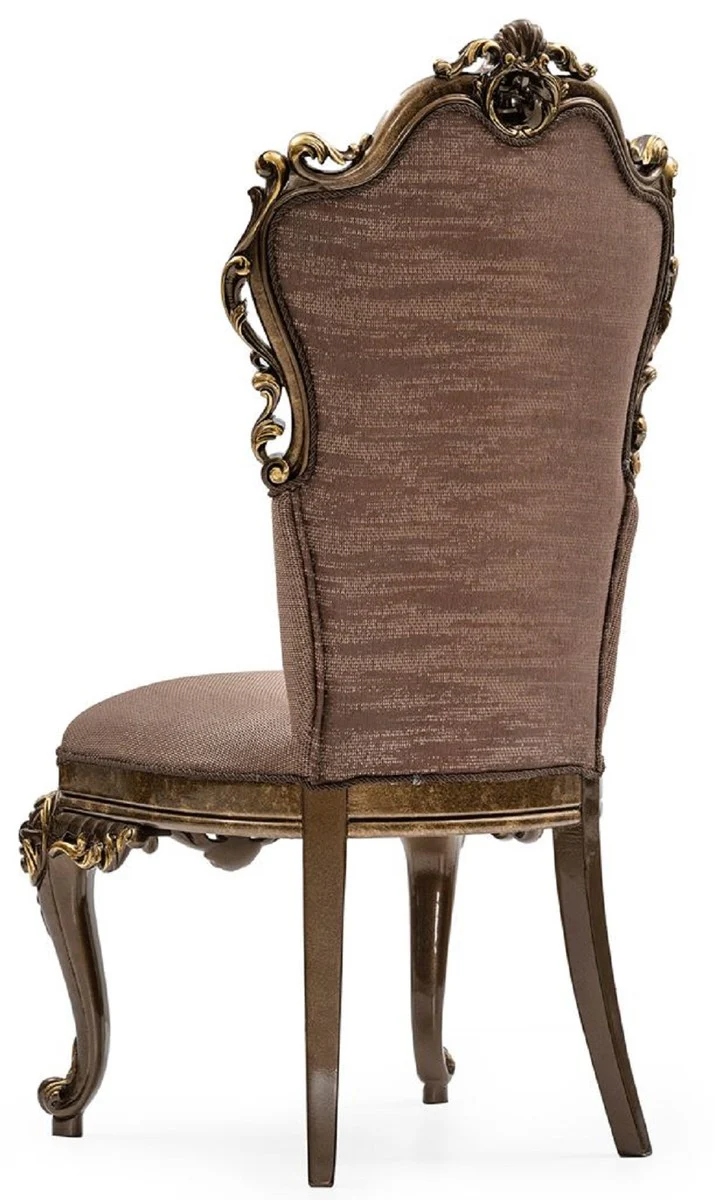 Luxury Baroque Dining Room Chair Set of 6 Gray / Brown / Gold - Magnificent Baroque Style Kitchen Chairs - Luxury Dining Room Furniture in Baroque Style - Baroque Dining Room Furniture - Baroque Style Furniture