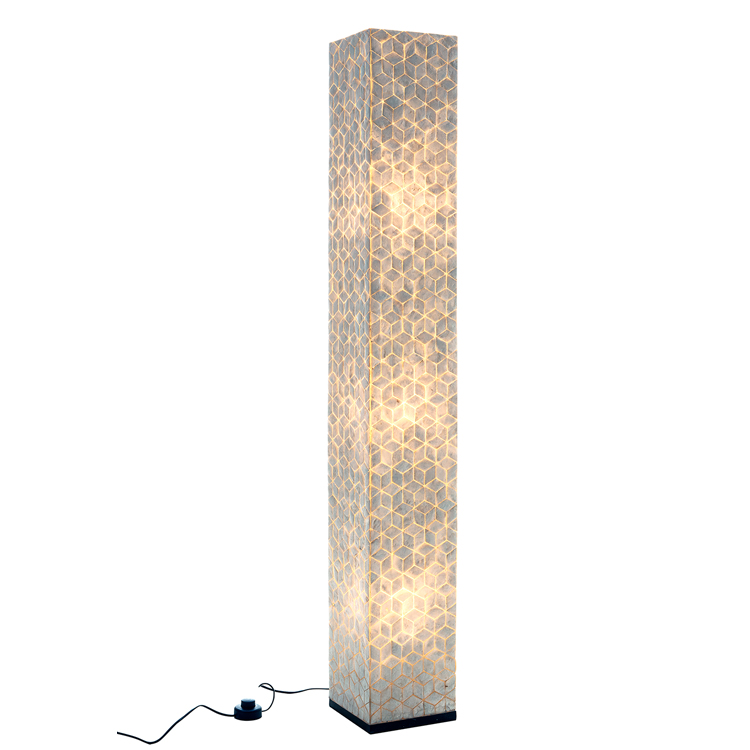 Vloerlamp vierkant cubes white capiz 150 cm