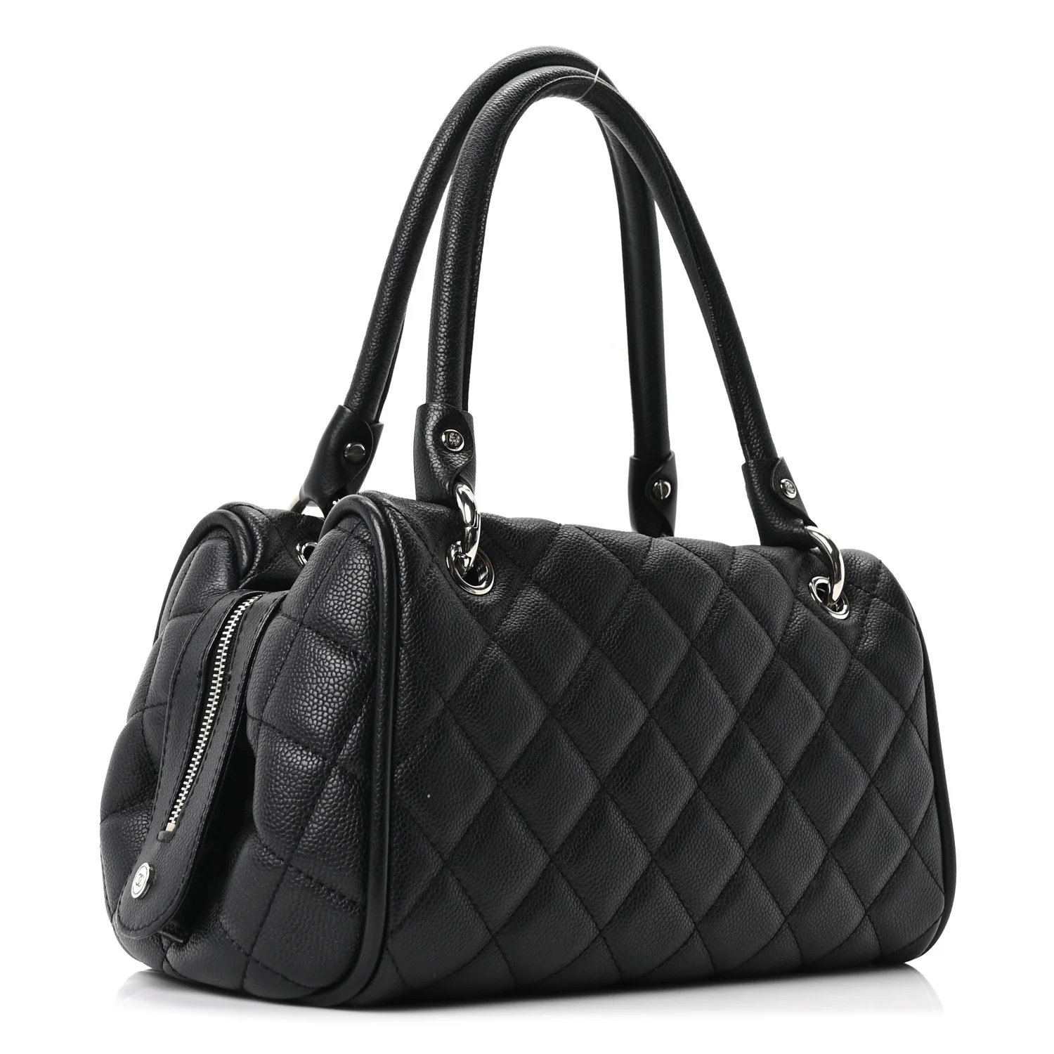 Caviar Quilted Timeless Bowler Black - Top Club