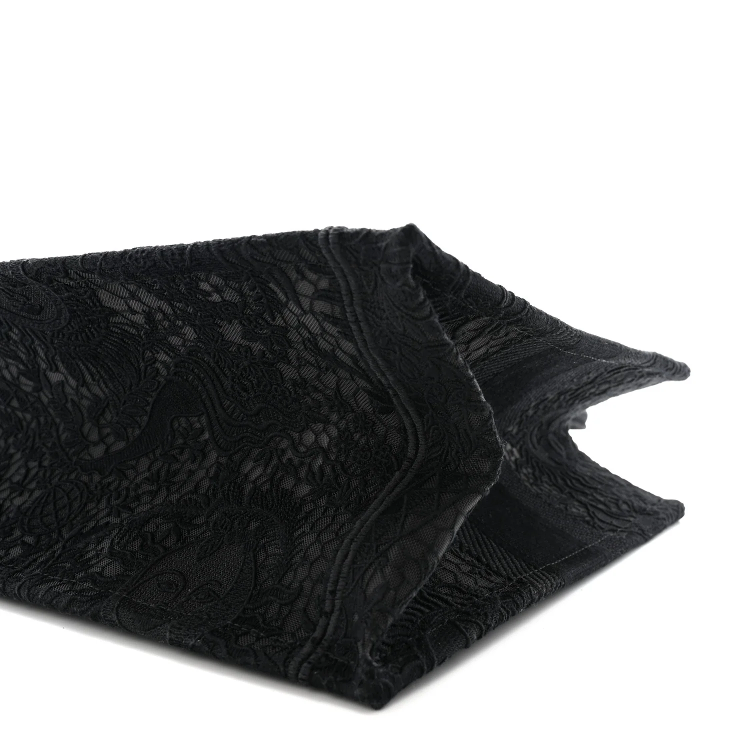 Embroidered 3D Macrame D-Lace Sun Medium Book Tote Black - Top Club