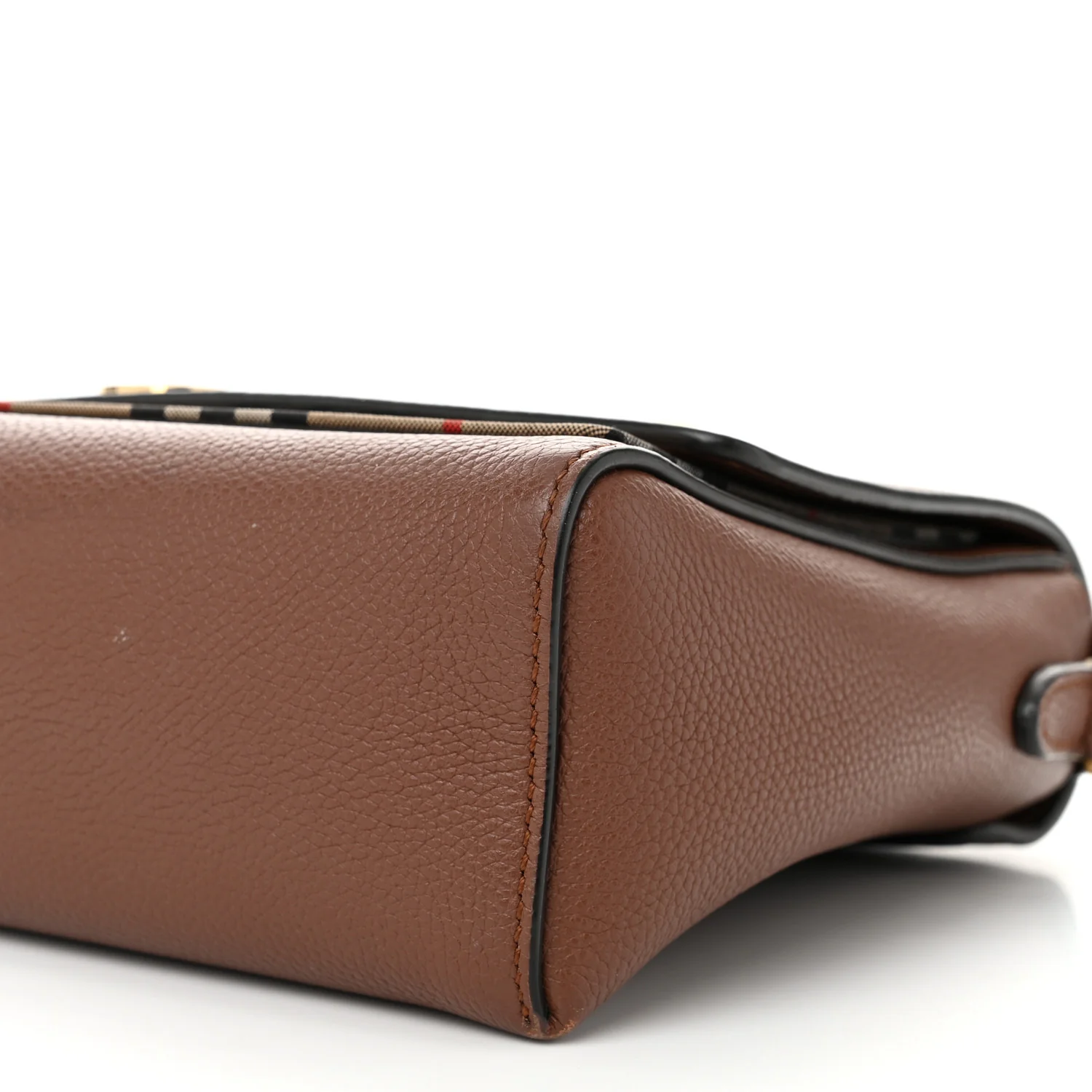 Grainy Calfskin Vintage Check Note Crossbody Bag Malt Brown - Top Club