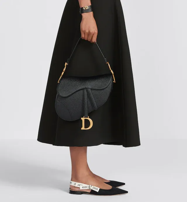 CHRISTIAN D Grained Calfskin Saddle Bag Black - Top Club
