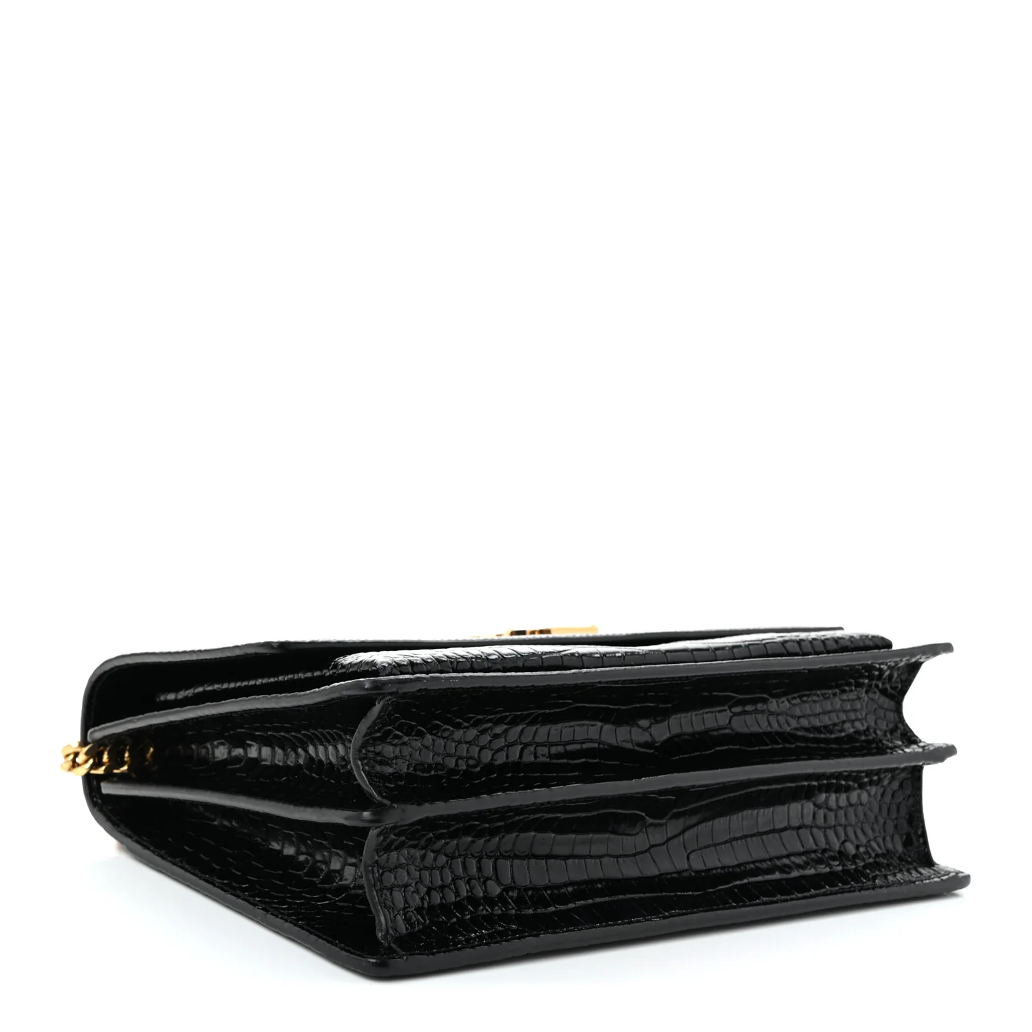 Calfskin Crocodile Embossed Large Monogram Sunset Black - Top Club