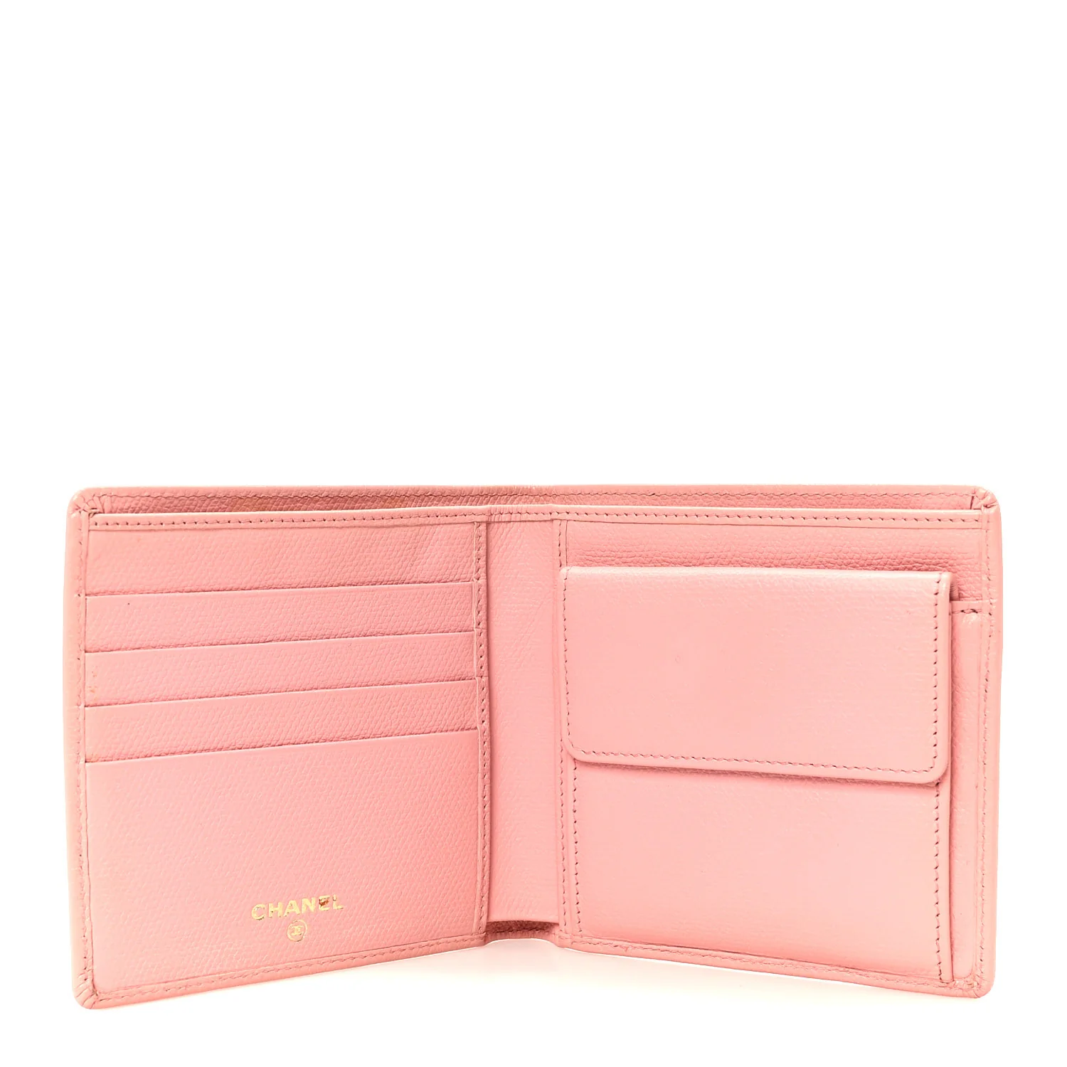 Caviar CC Button Bi-Fold Wallet Pink - Top Club
