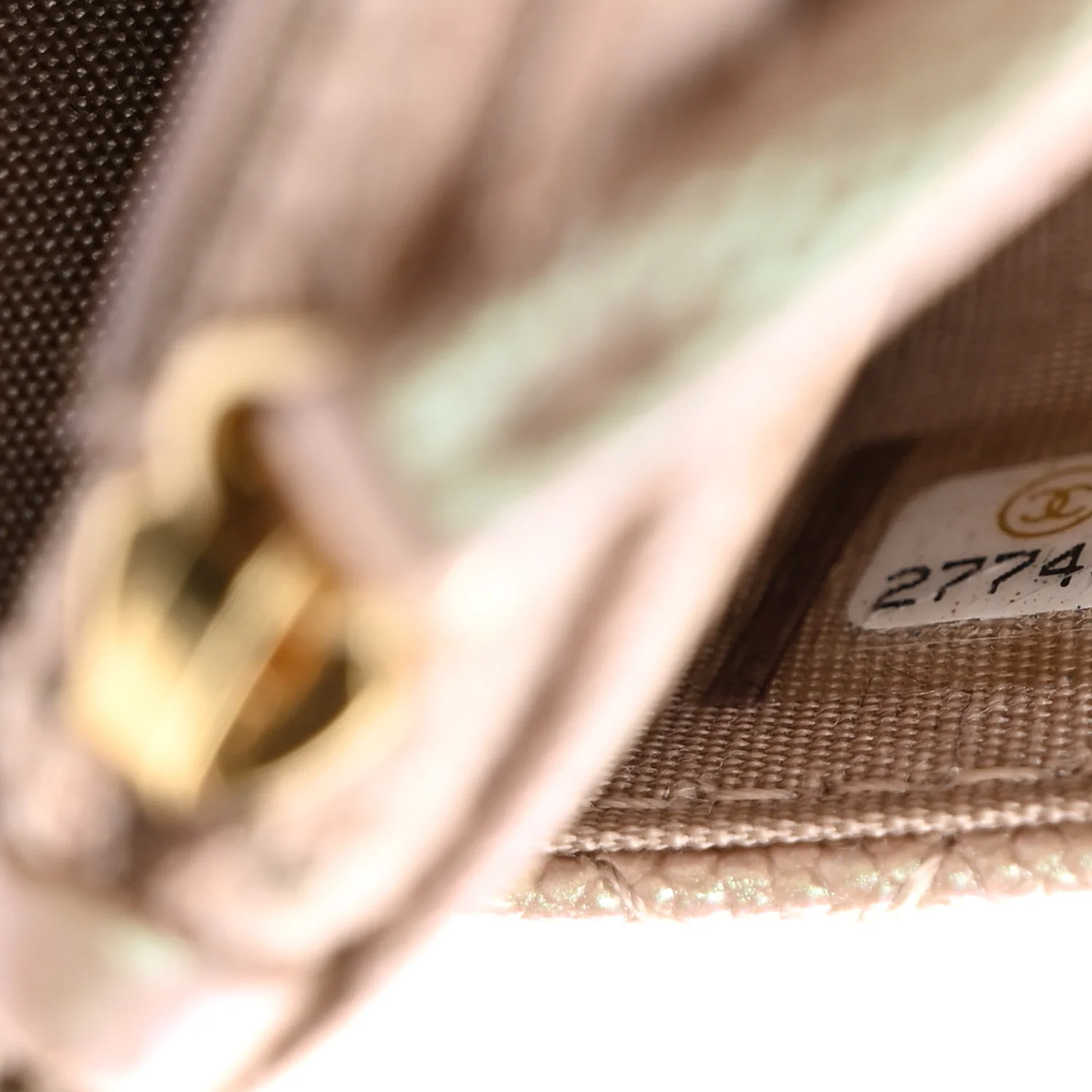 Iridescent Caviar Quilted Wallet on Chain WOC Beige - Top Club