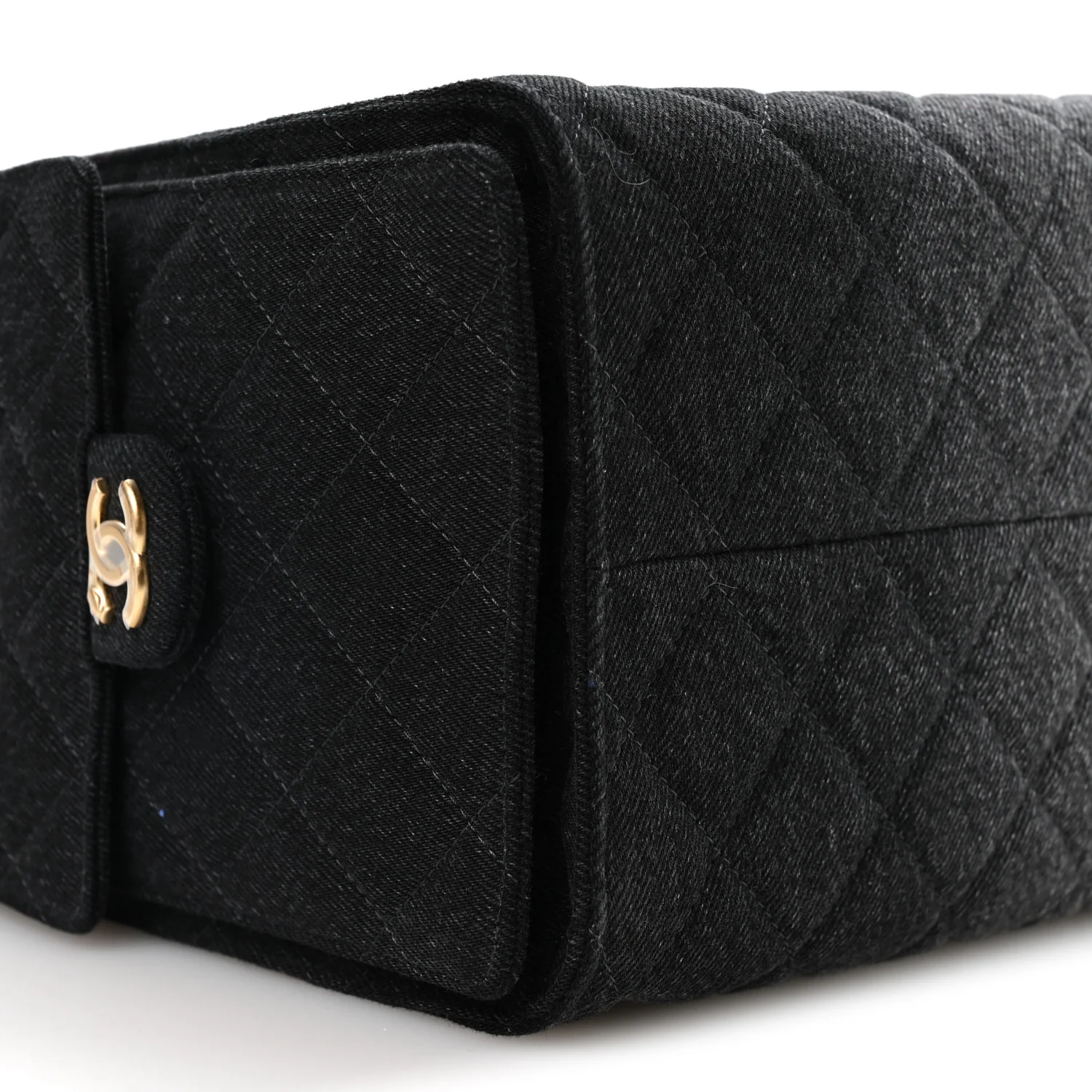 Washed Denim Quilted Medium Chanel 25 Handbag Black - Top Club