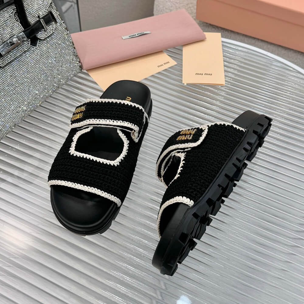 MiuMiu Crochet knit slides - Top Club
