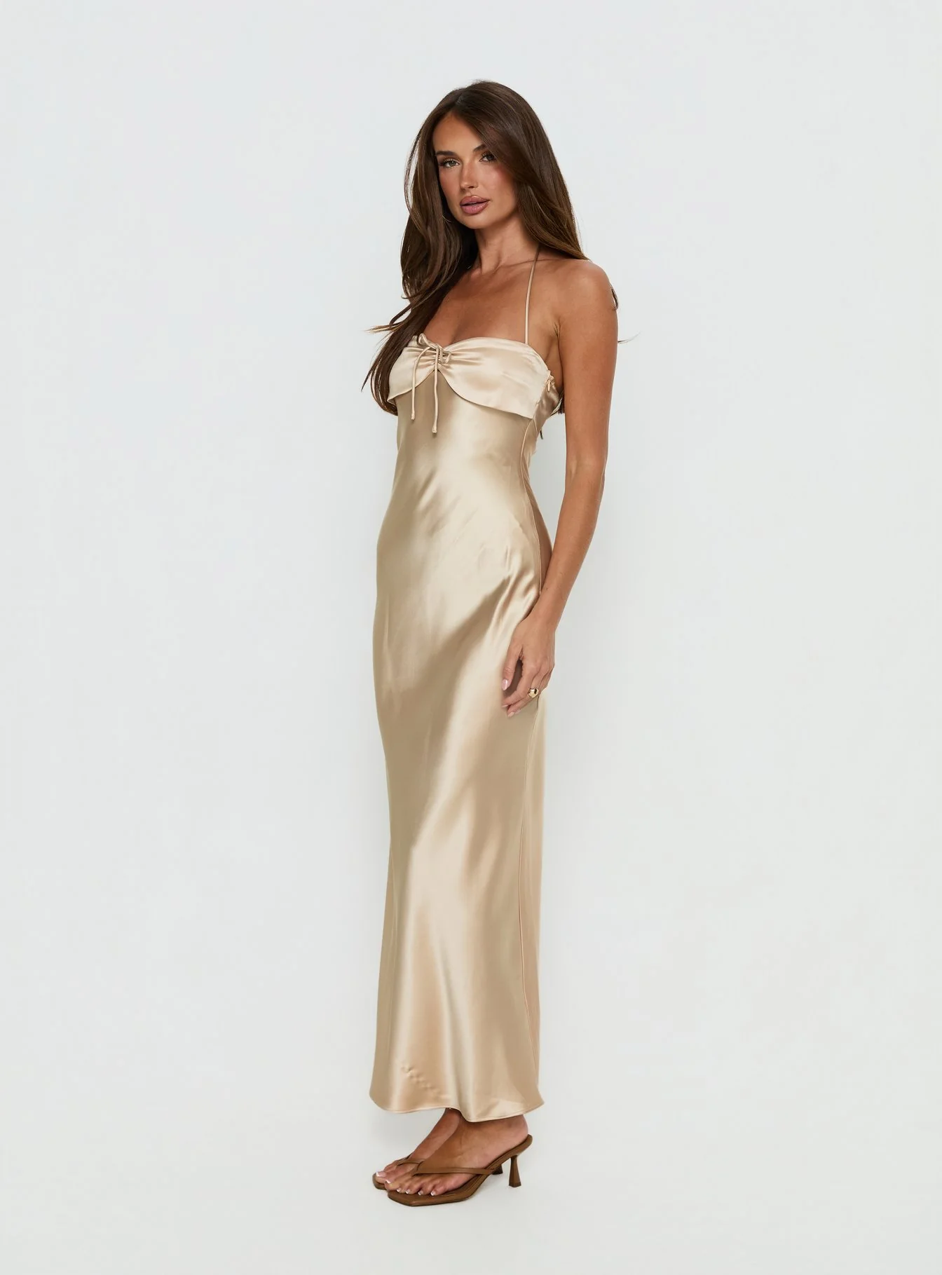 Fireproof Halter Maxi Dress Champagne