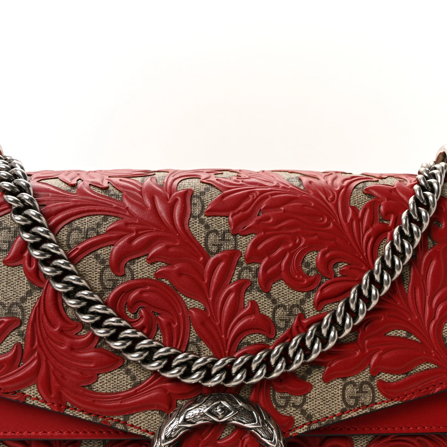 GG Supreme Monogram Arabesque Medium Dionysus Shoulder Bag Hibiscus Red - Top Club