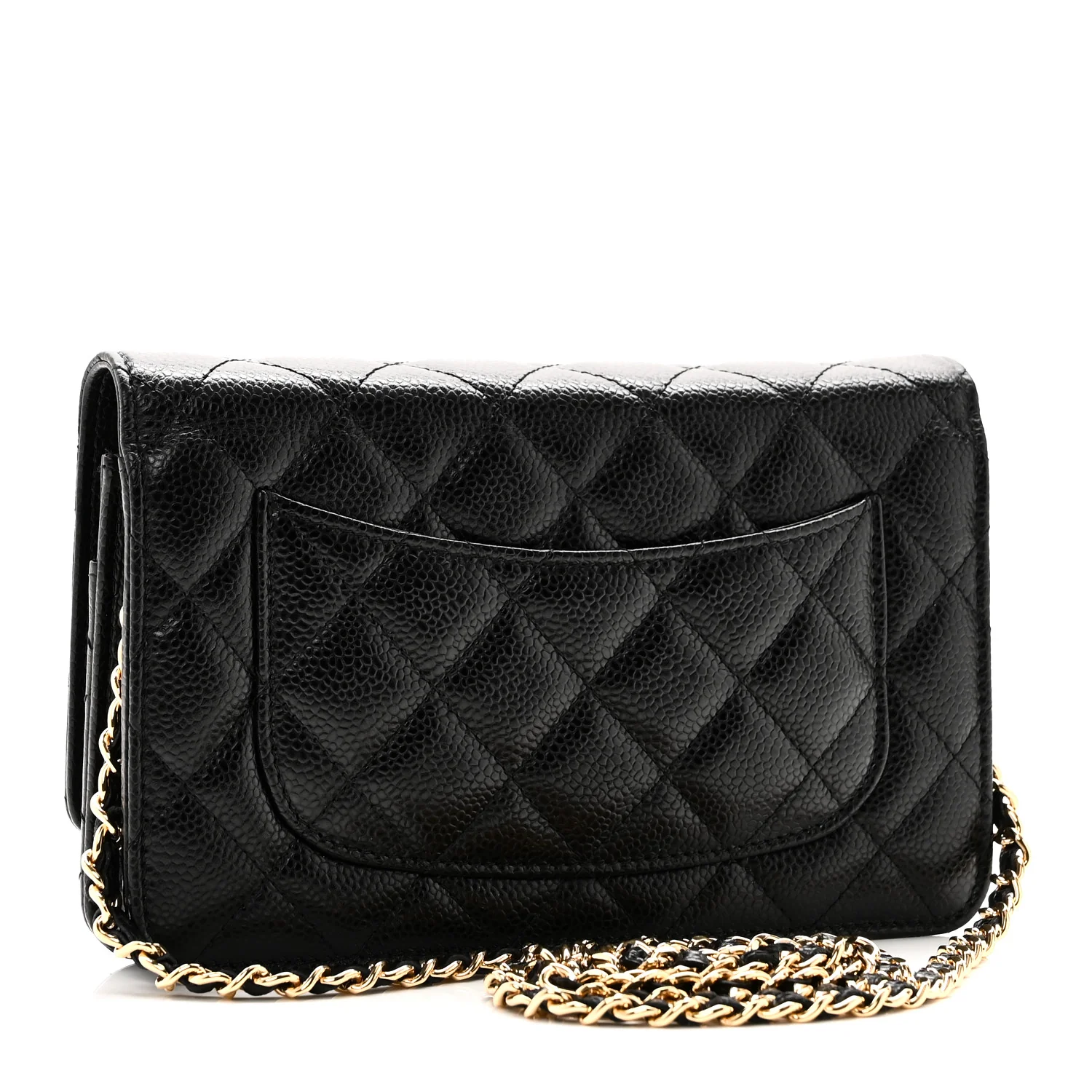 Caviar Quilted Wallet on Chain WOC Black - Top Club