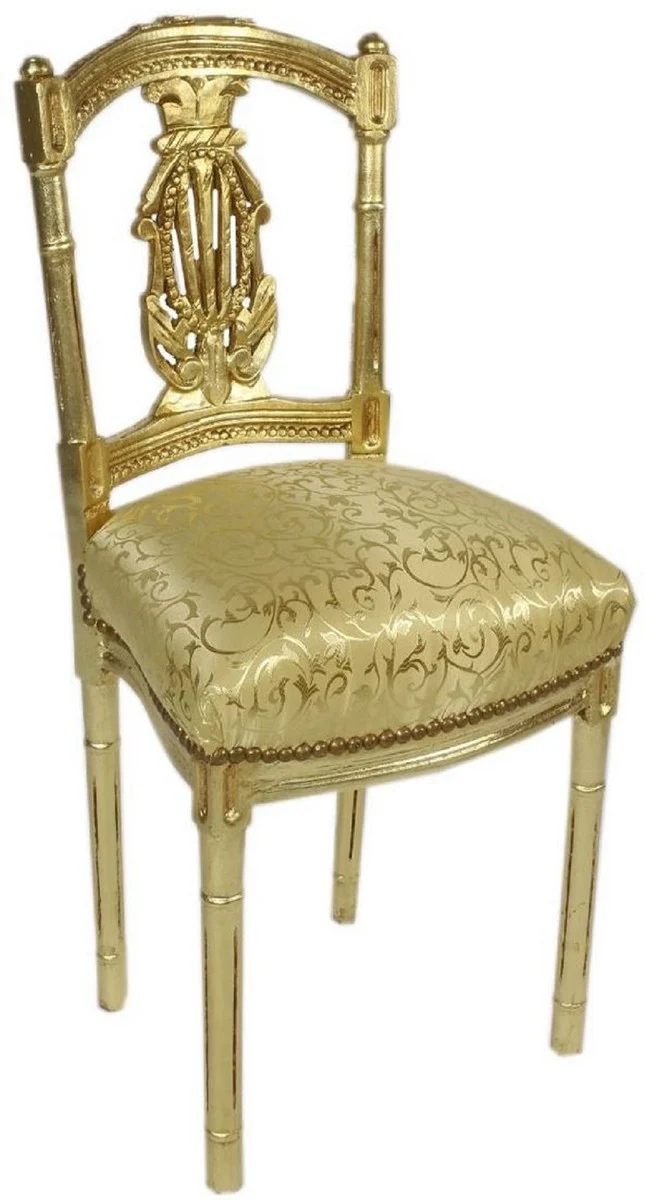 Baroque women's chair with elegant pattern gold 40 x 35 x H. 85 cm - Handmade antique style chair - Baroque furniture