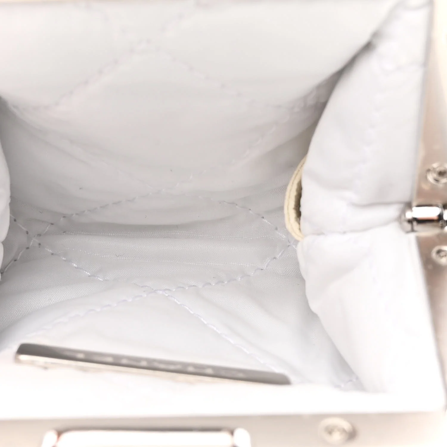 Shearling Sheepskin Lambskin Quilted Clutch With Chain White - Top Club