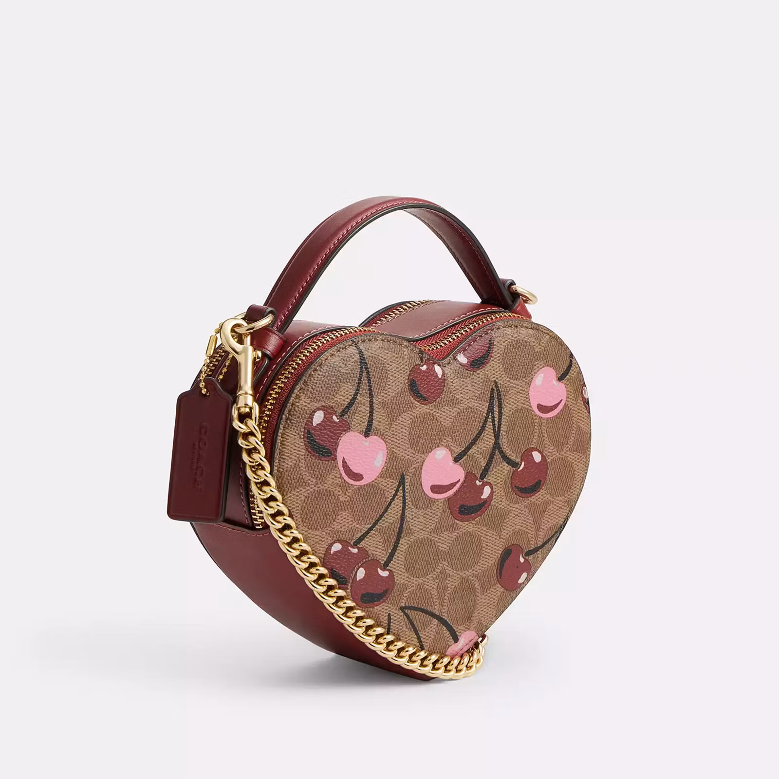 COACH Heart Crossbody Bag In Signature Canvas With Cherry Print