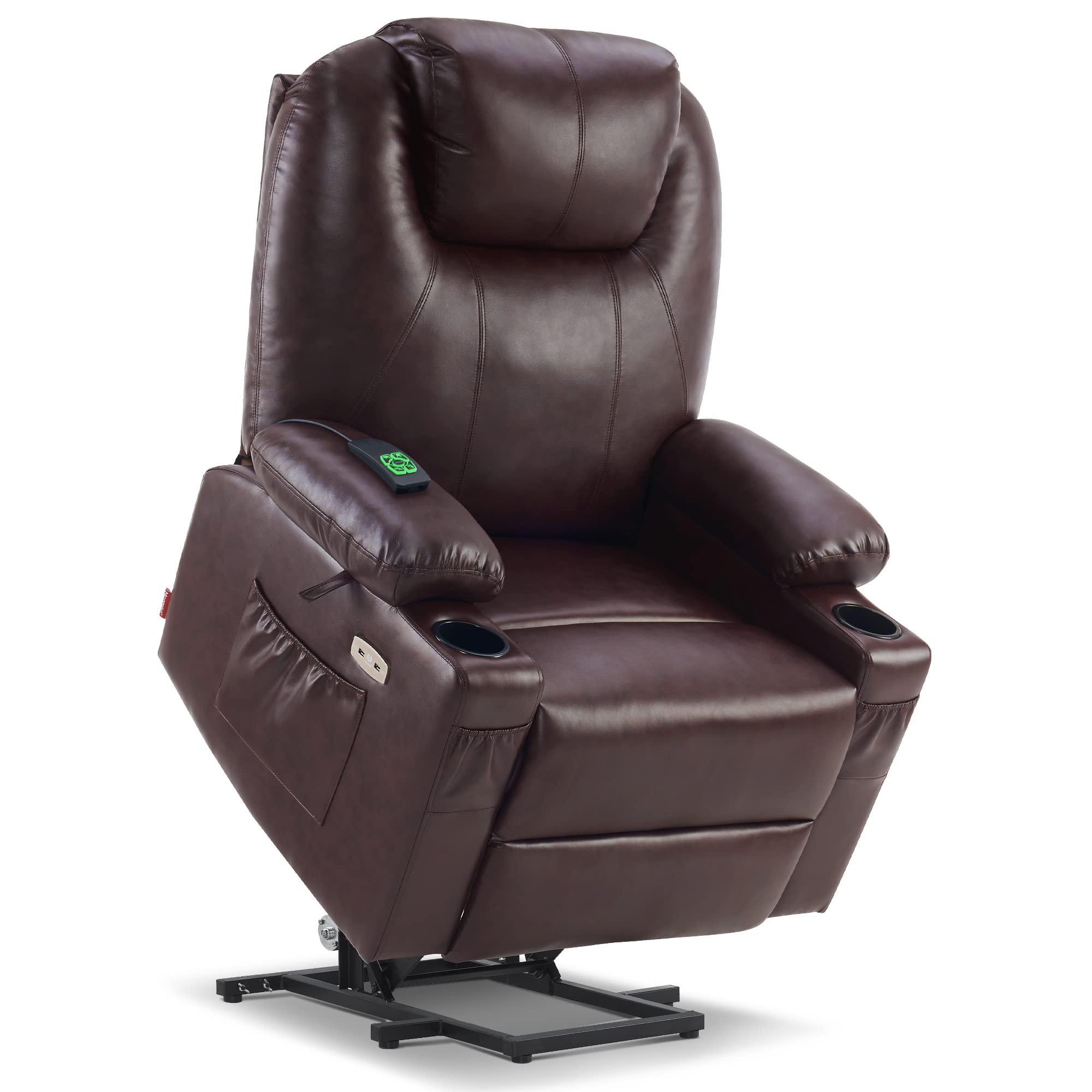 💥Clearance Sale🔥 MCombo Large Lay Flat Dual Motor Power Lift Recliner Chair Sofa with Massage and Heat, USB Ports, Cup Holders, Extended Footrest！