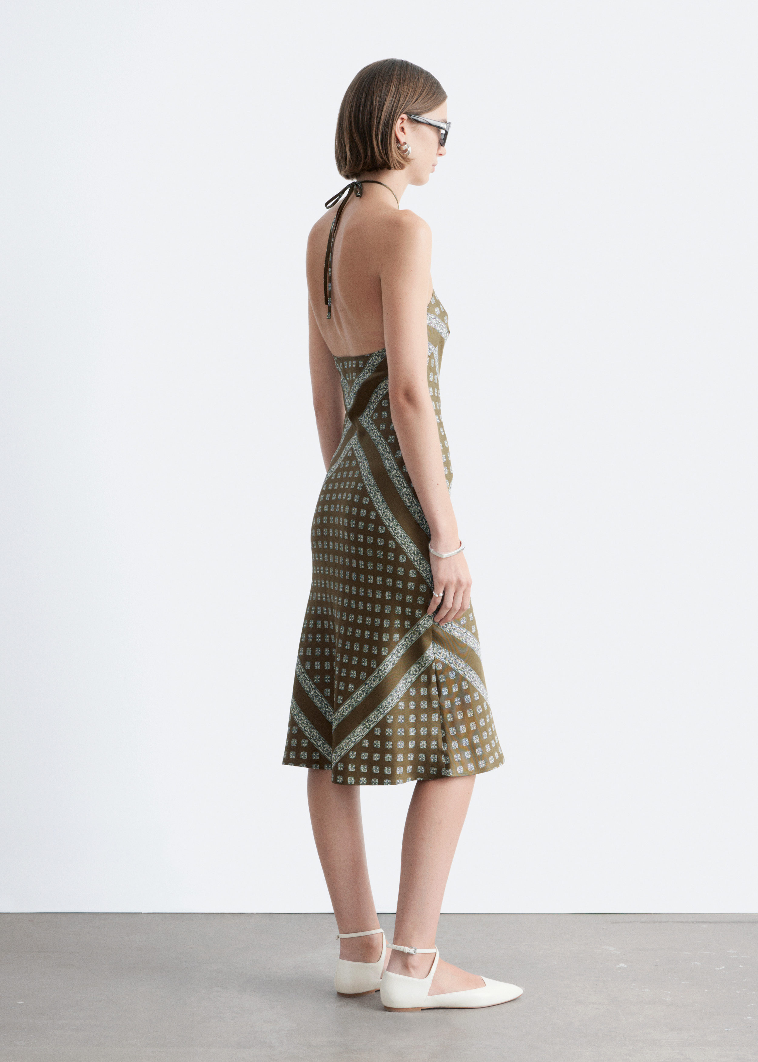 & Other Stories SILK HALTERNECK MIDI DRESS