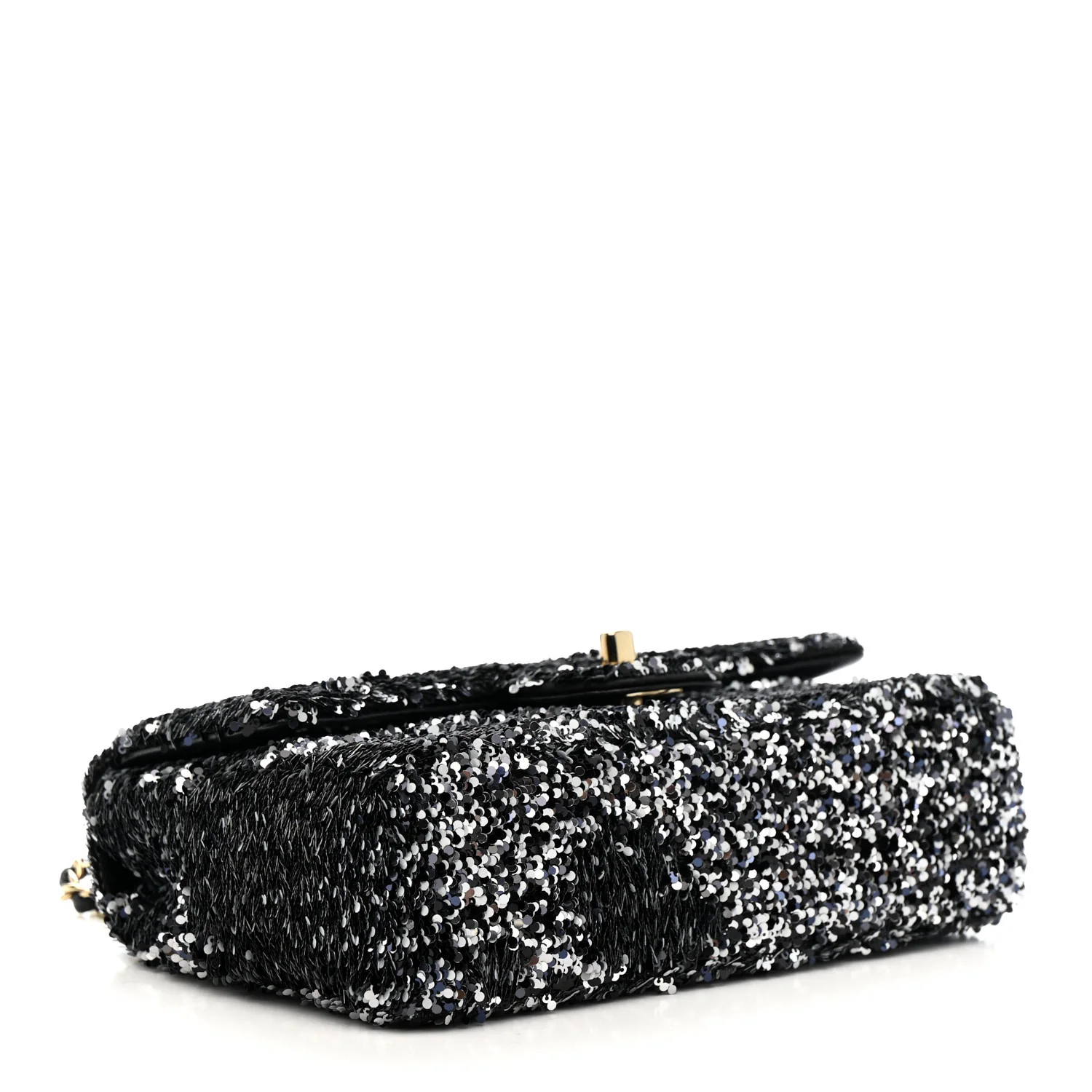 Sequin Quilted Small Single Flap Black White Grey - Top Club