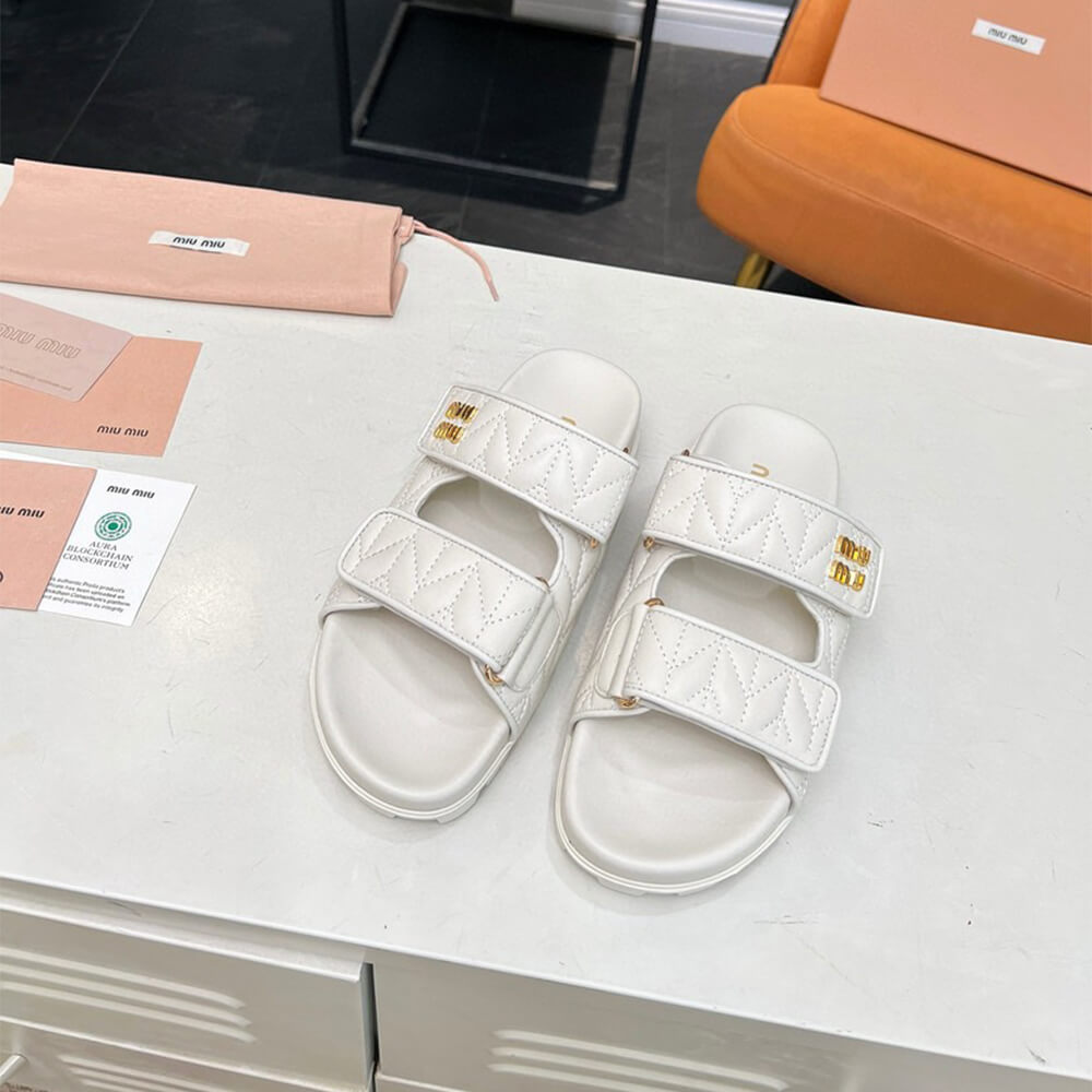 MiuMiu Matelass?? nappa leather slides - Top Club