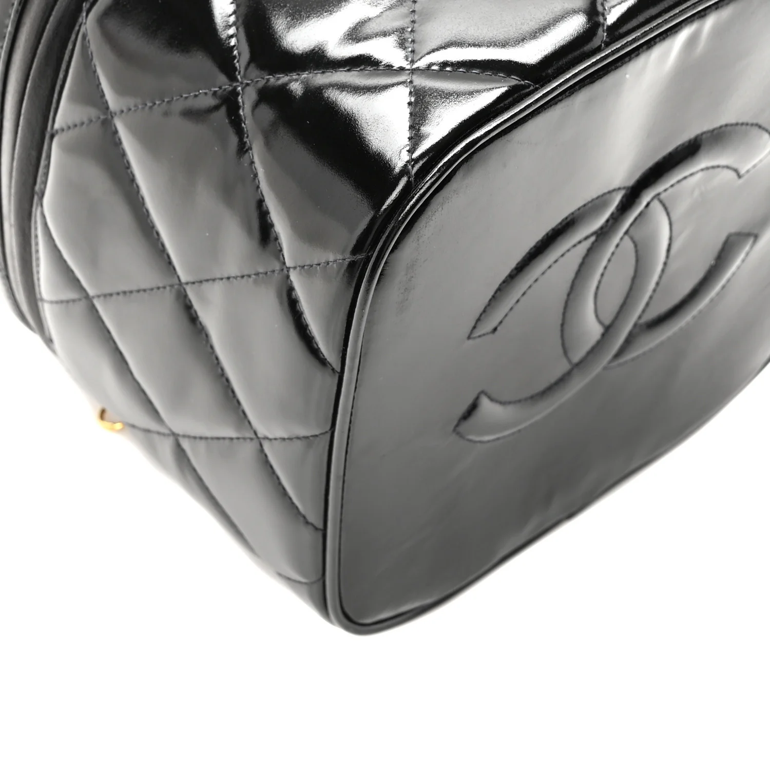 Patent Quilted Top Handle Vanity Case Black - Top Club