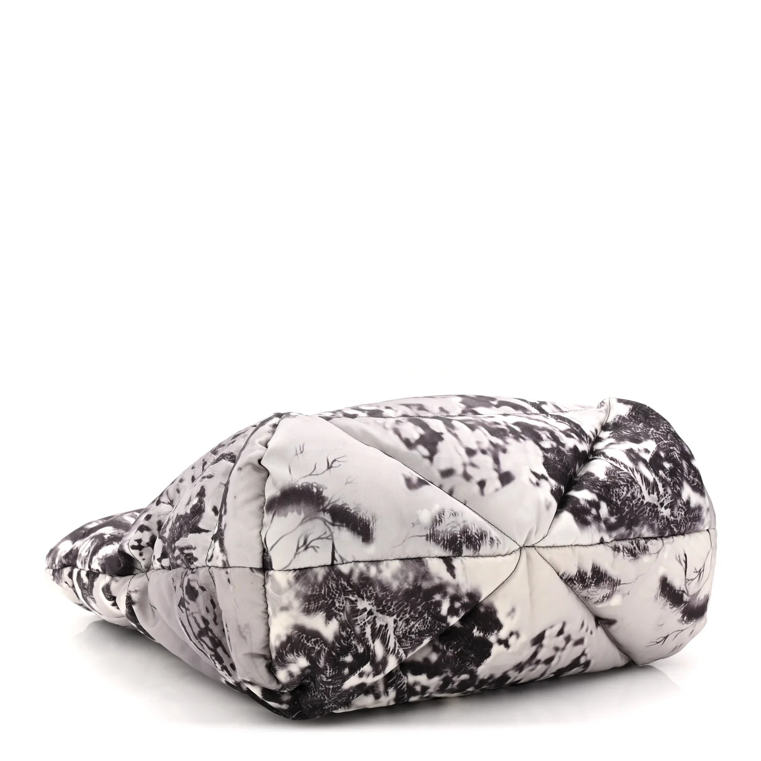 Re-Nylon Padded Printed Medium Tote Bag Black White - Top Club
