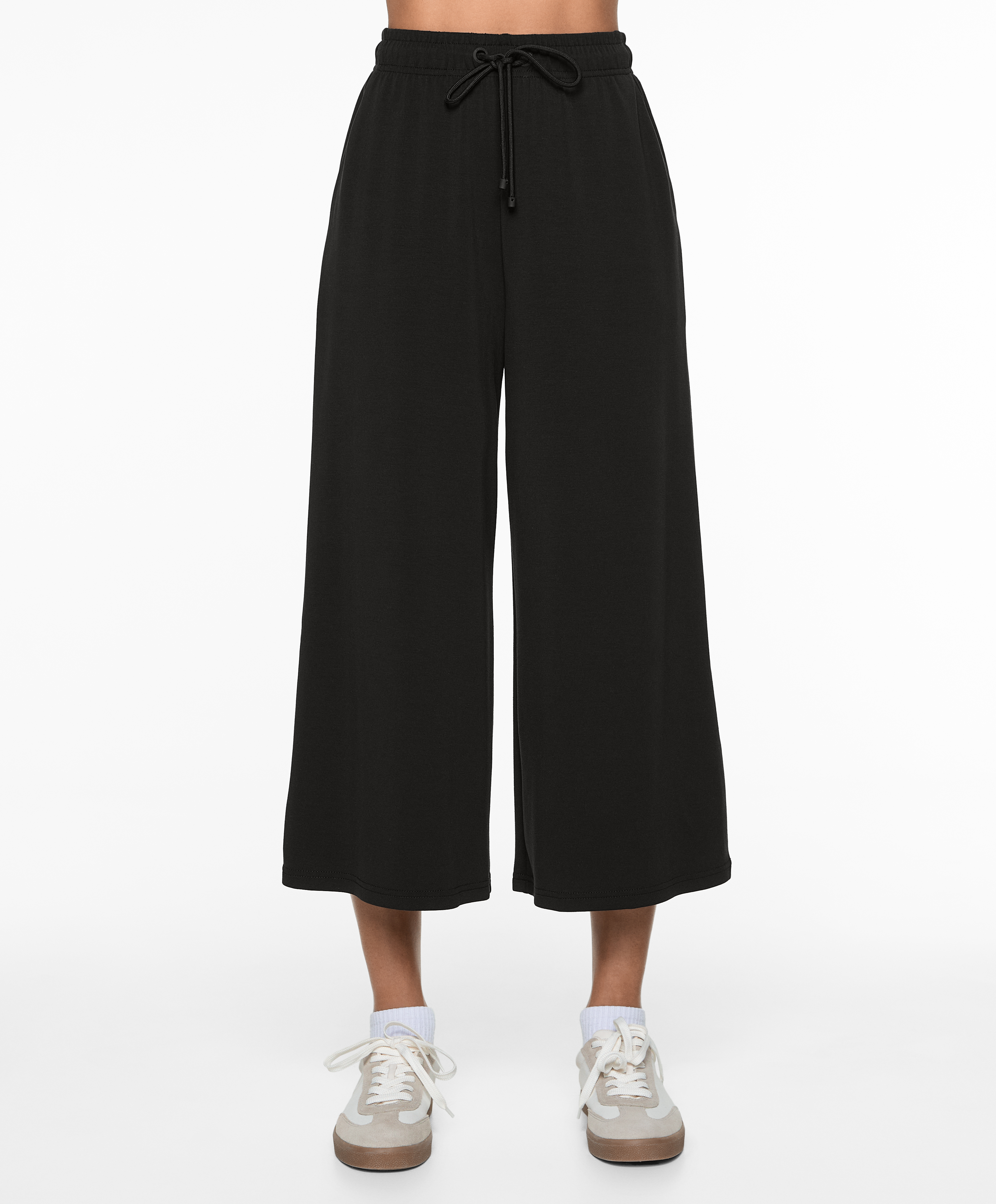 OYSHO Soft-touch wide-leg crop trousers with modal