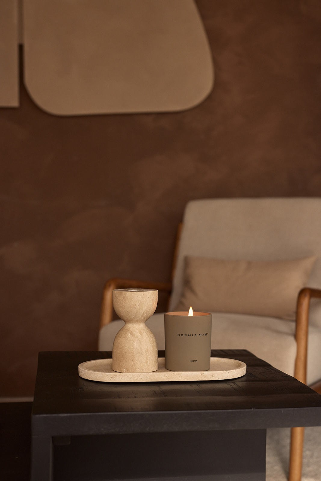 Design kaarshouder Travertine