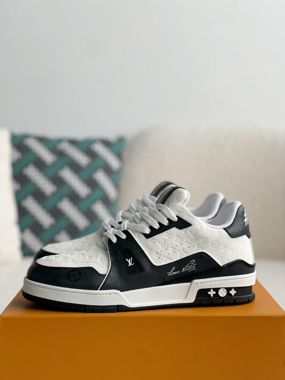 Louis Vuitton LV White Black Trainer Sneaker - Sneaker Replica Workshop