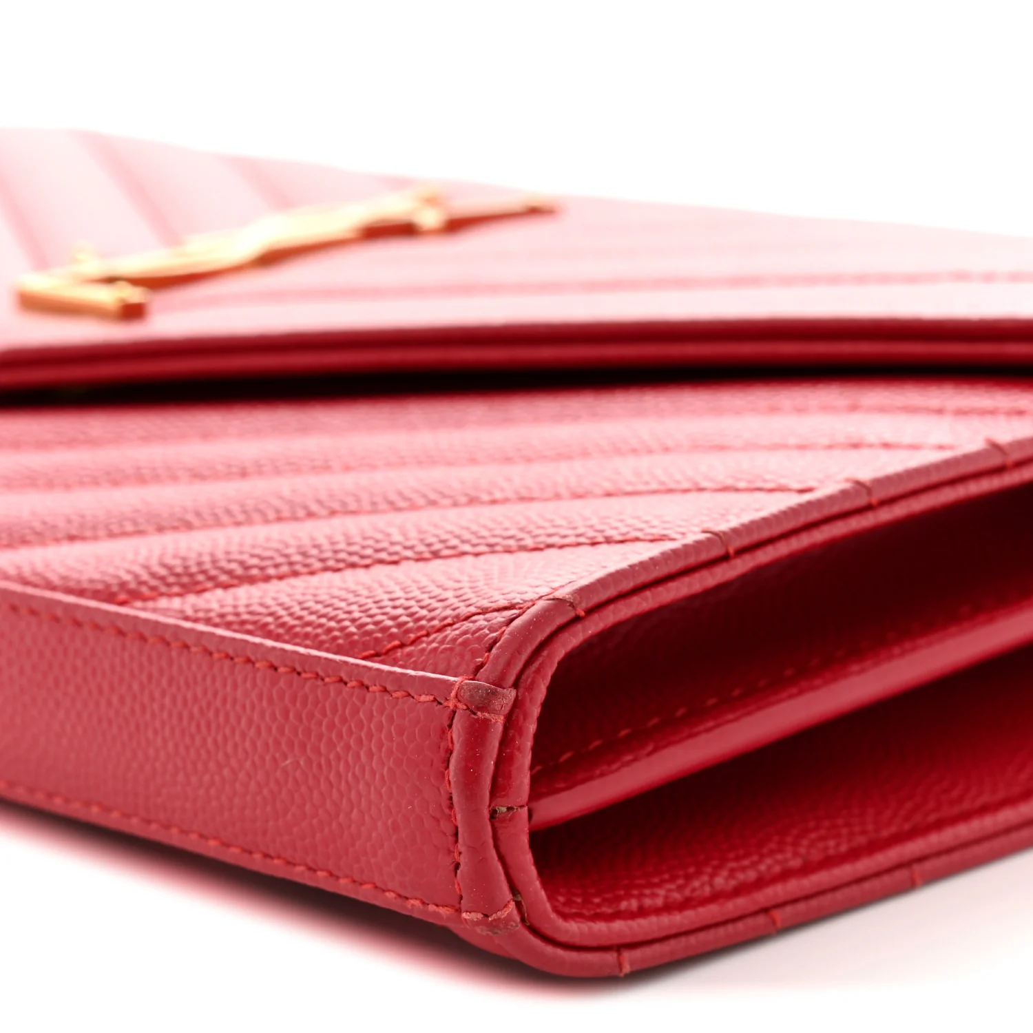 Grain De Poudre Matelasse Chevron Monogram Chain Wallet New Red - Top Club