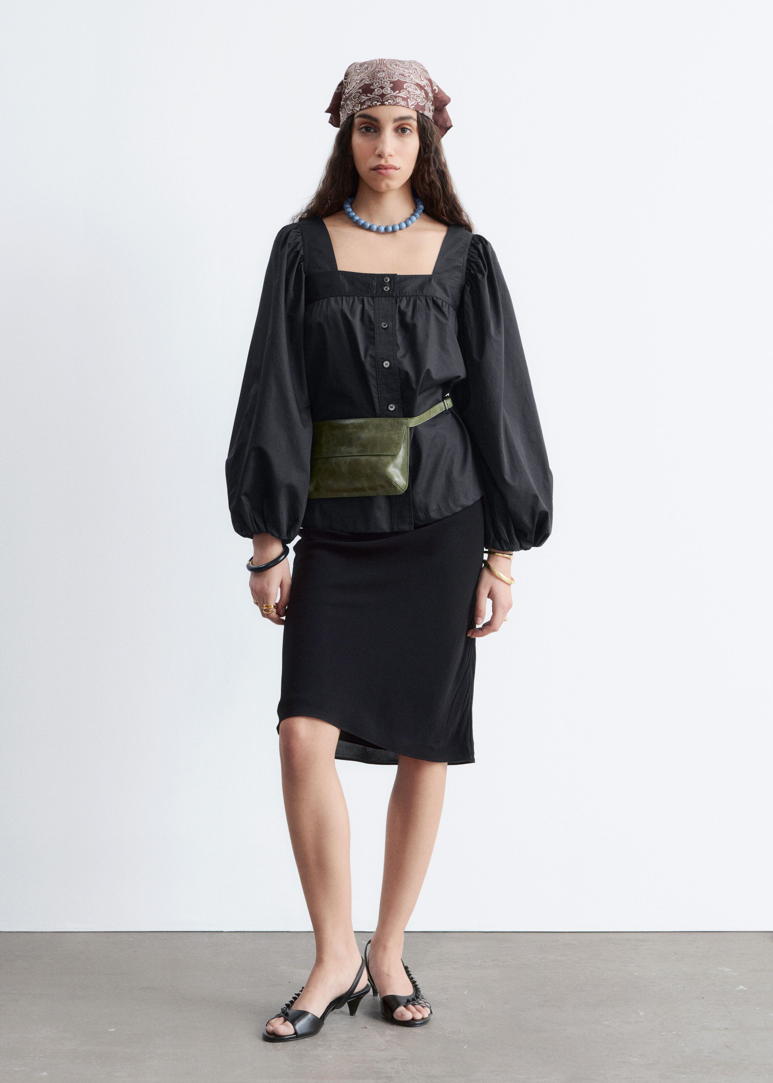 & Other Stories COTTON SQUARE-NECK BLOUSE