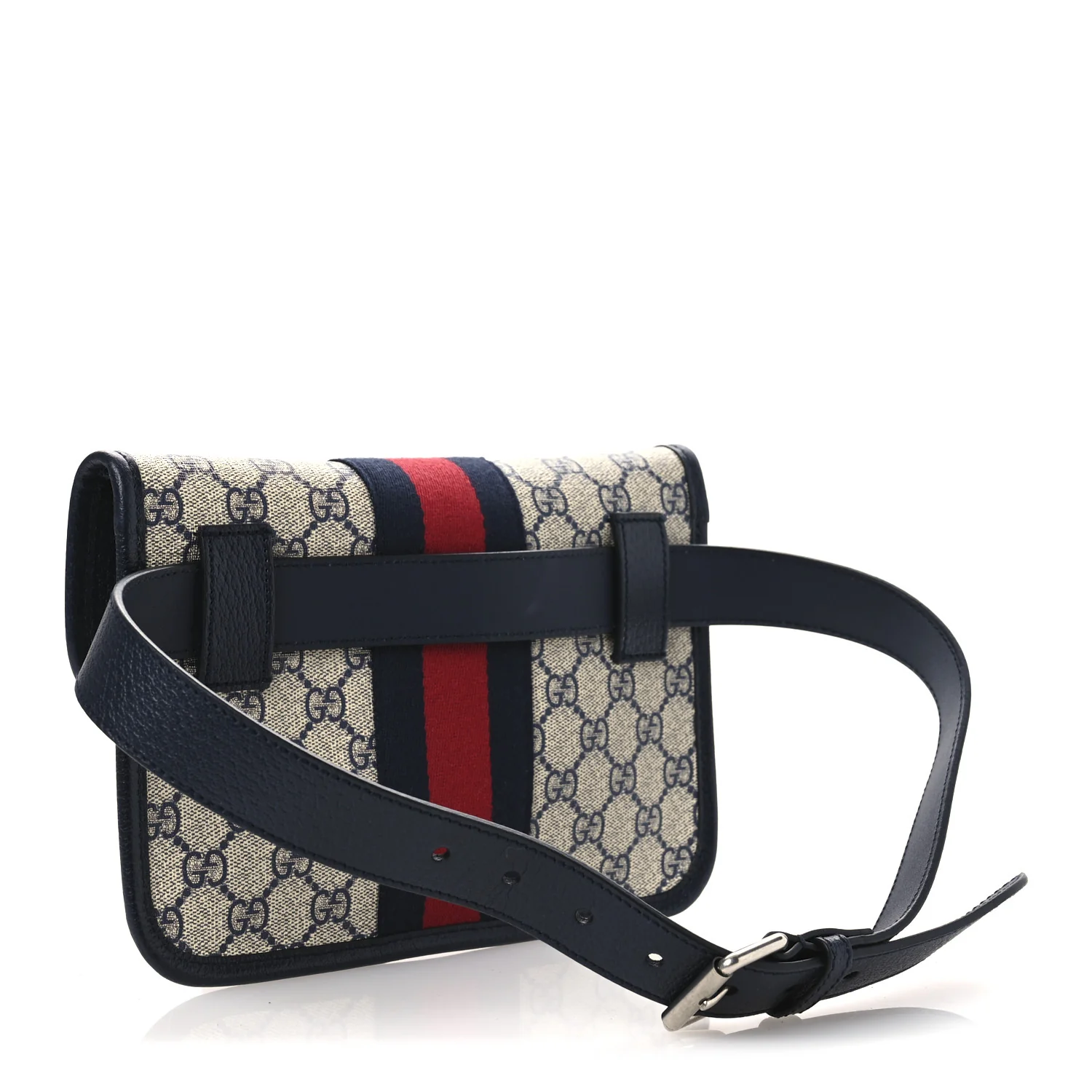 GG Supreme Monogram Web Small Ophidia Belt Bag 80 32 Beige Navy - Top Club