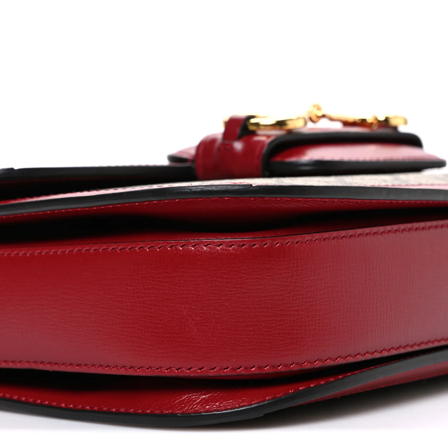 GG Supreme Monogram Azalea Calfskin Horsebit 1955 Shoulder Bag Beige Ebony New Cherry Red - Top Club