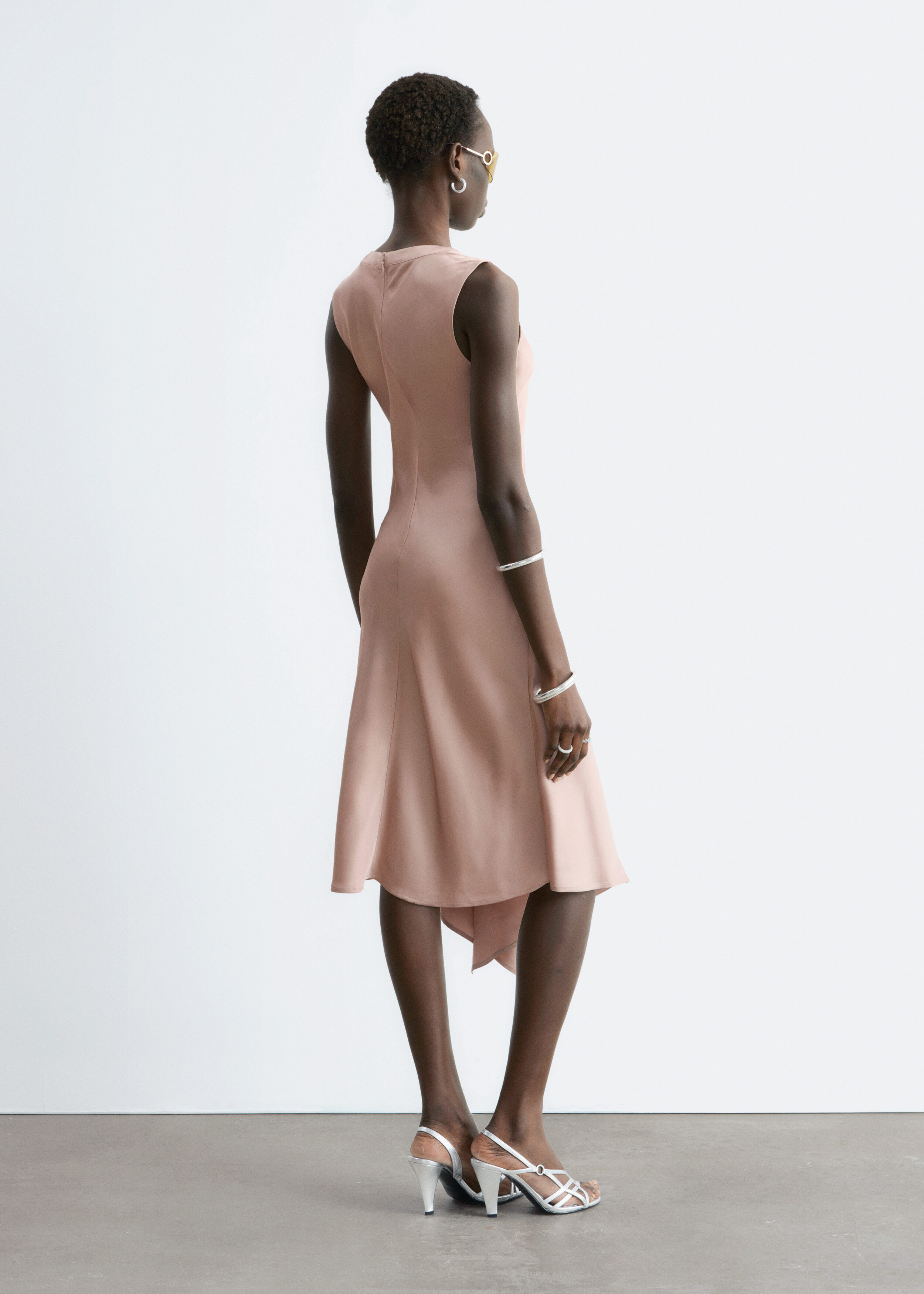 & Other Stories ASYMMETRIC SATIN MIDI DRESS