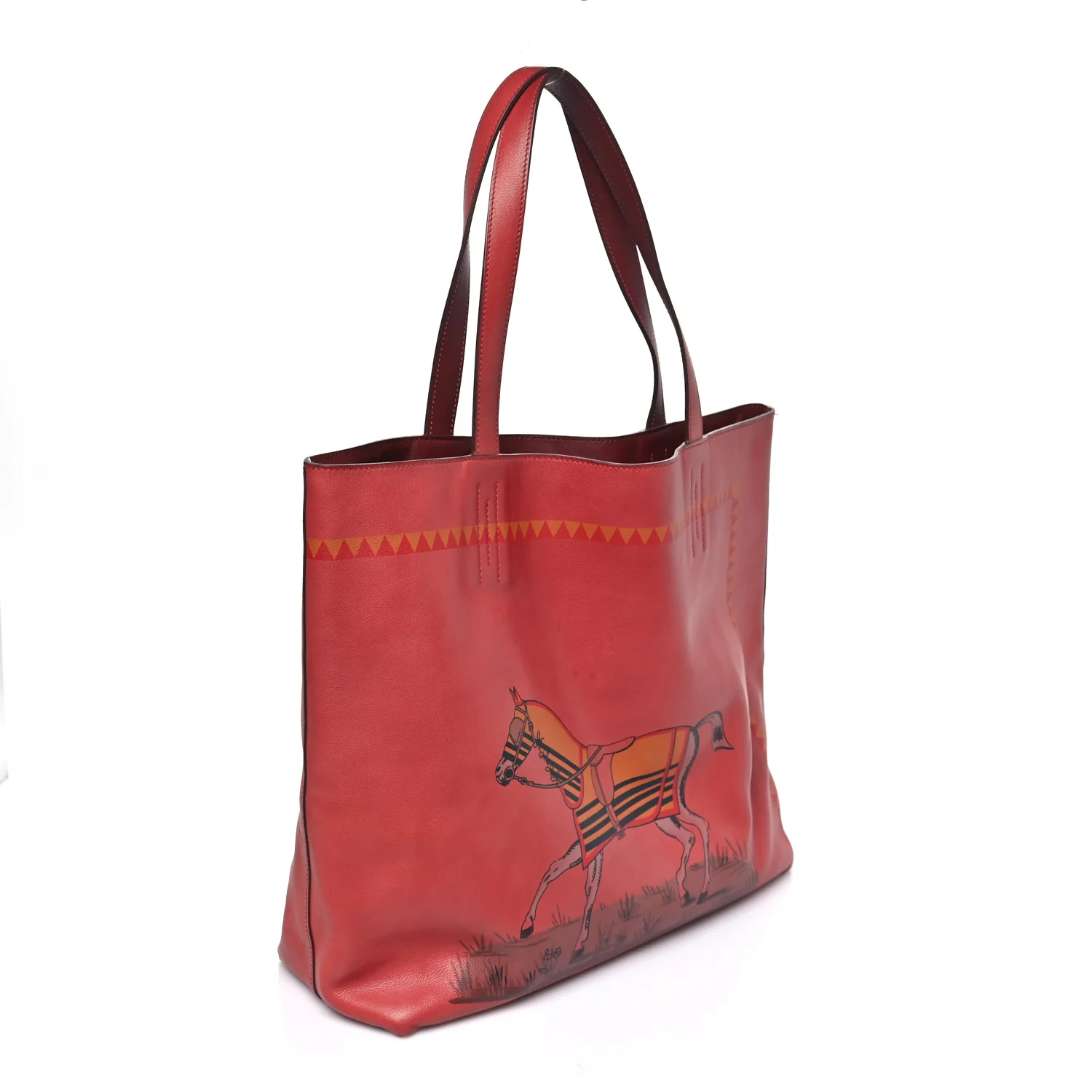 Veau Sikkim Horse Print Double Sens 36 Reversible Tote - Top Club